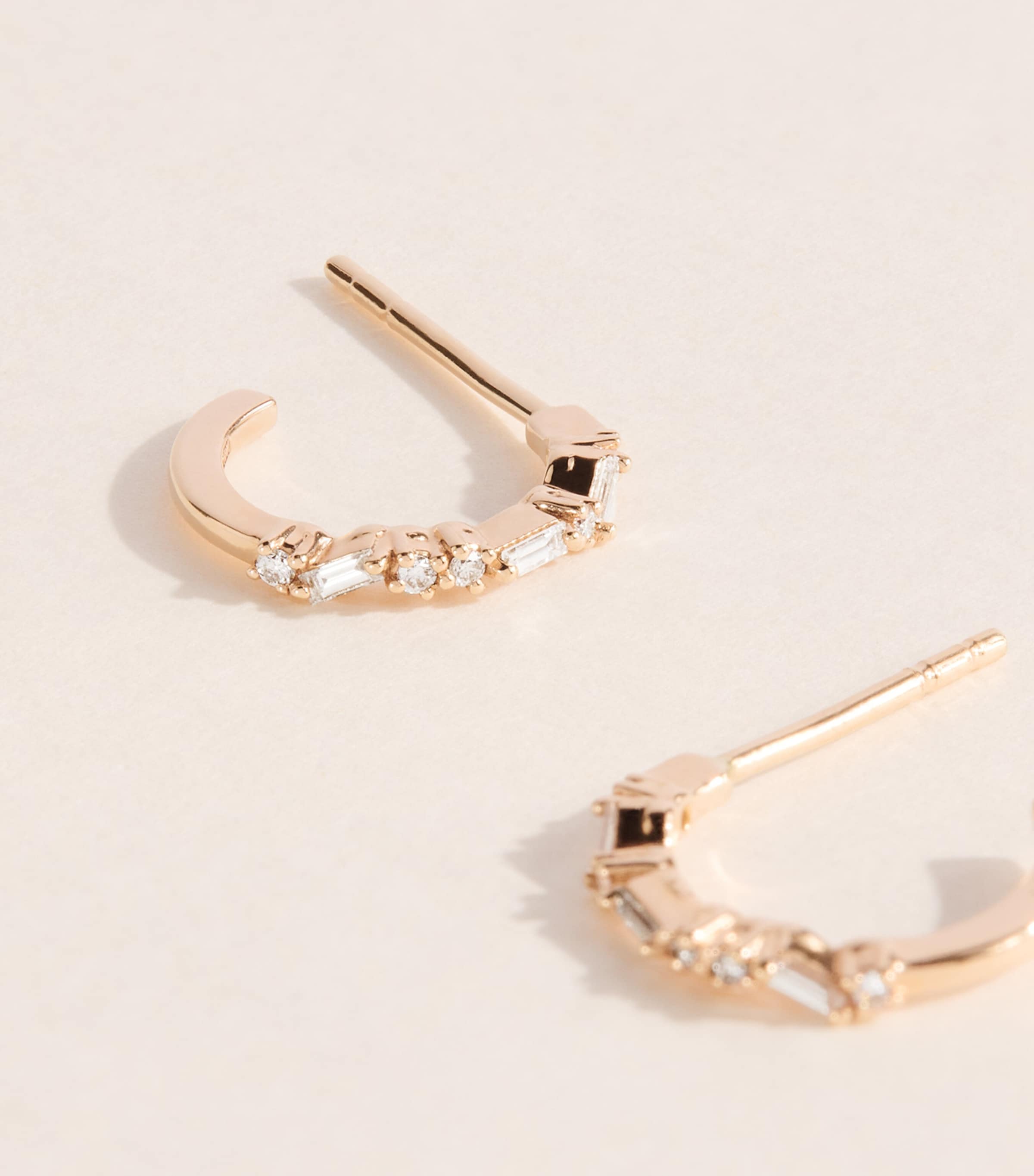 Suzanne Kalan Rose Gold and Diamond Thin Mix Hoop Earrings Rg/wd Image 4