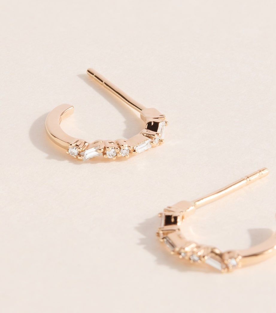 Suzanne Kalan Rose Gold and Diamond Thin Mix Hoop Earrings Rg/wd Image 4