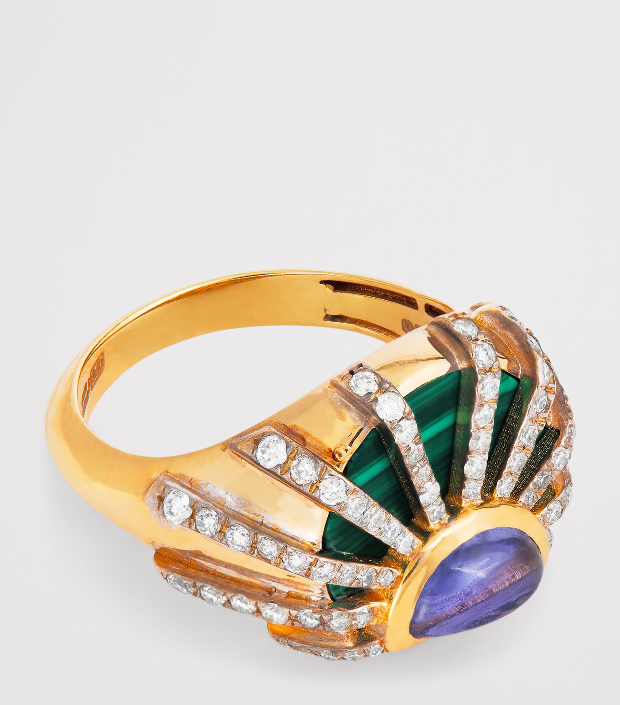 Yellow Gold, Diamond, Amethyst and Malachite N*93 Sun Dawn Ring YELLOW GOLD Image 4