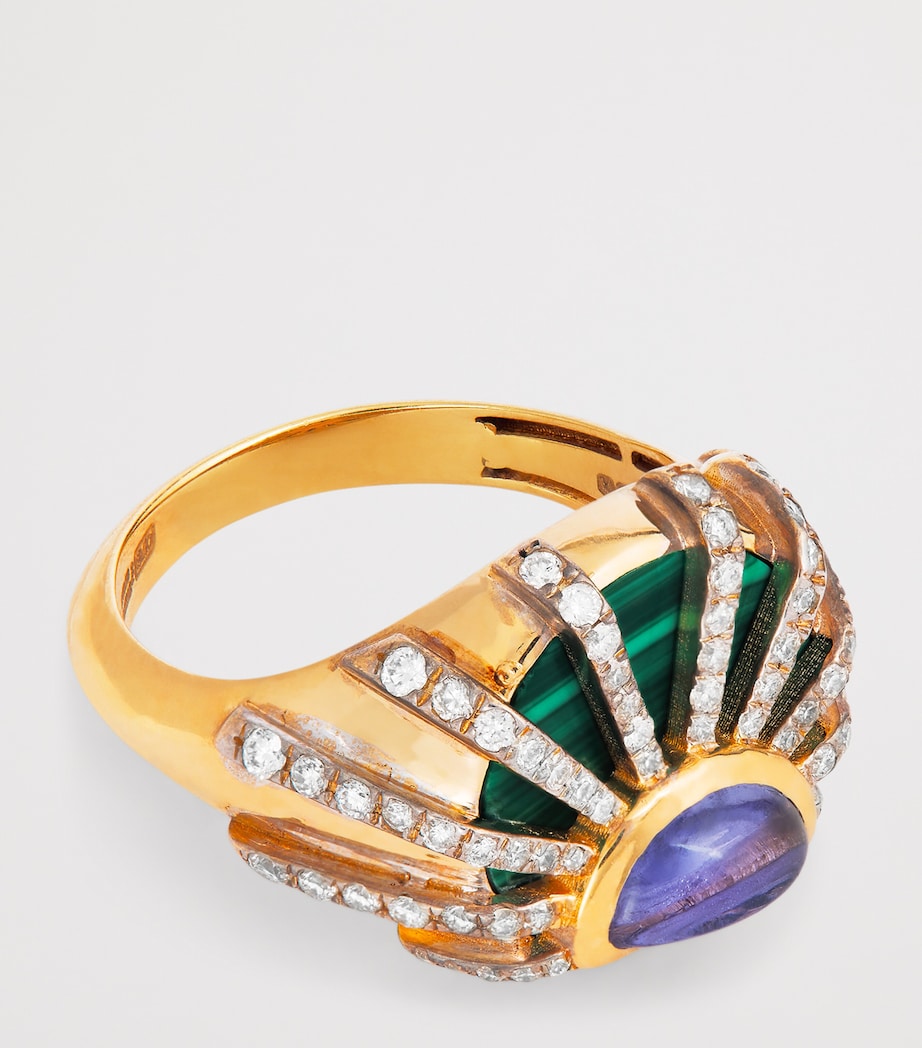 Yellow Gold, Diamond, Amethyst and Malachite N*93 Sun Dawn Ring YELLOW GOLD Image 4