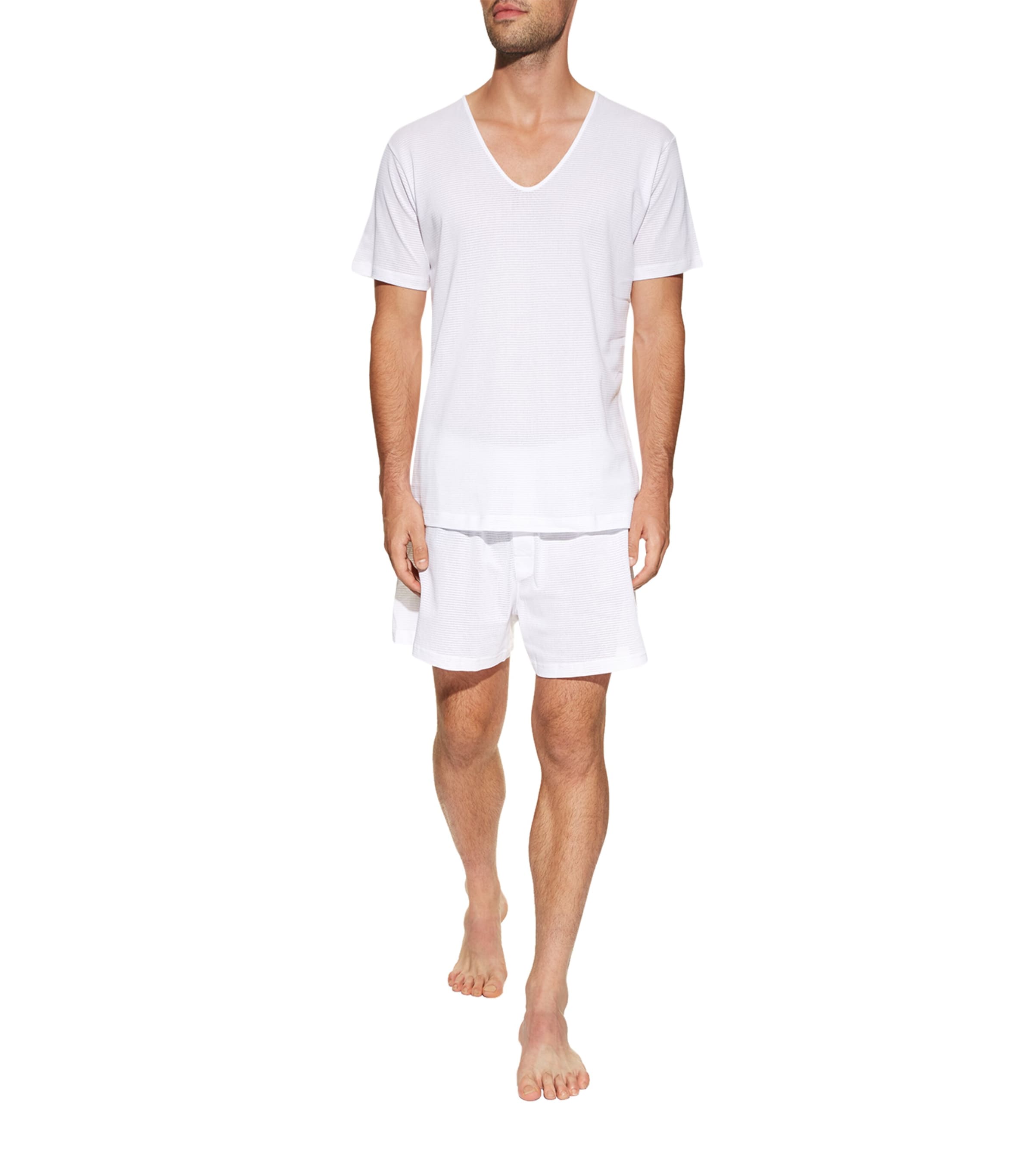 Cellular Cotton V-Neck T-Shirt WHITE Image 2