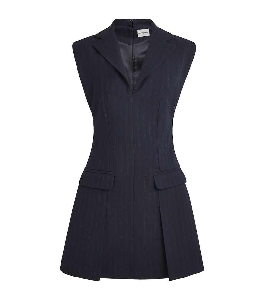 Pinstripe Pleated Mini Dress DUAL-COLOR Image 1