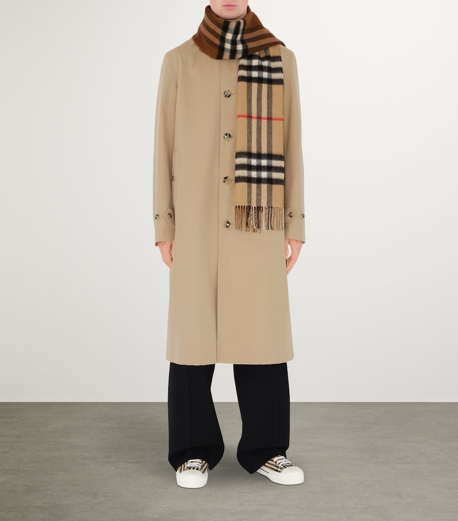 Cashmere Contrast Check Scarf ARC BEIGE/ BIRCH BRN Image 4
