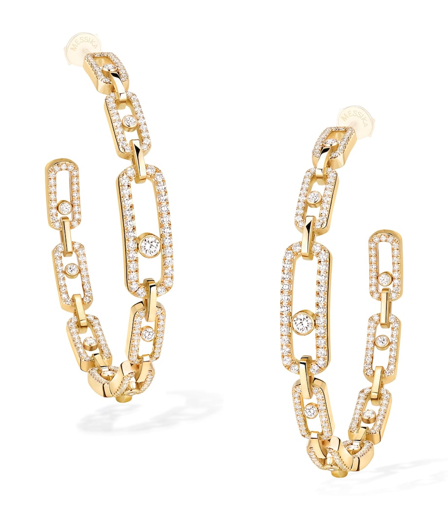 Messika Medium Move Link Yellow Gold and Diamond Hoop Earrings (2.12ct) Yellow Gold Image 1