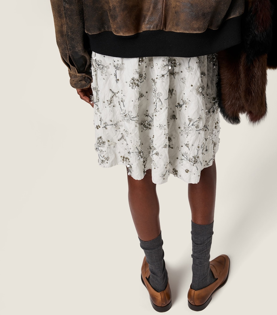 Miu Miu Womens Embroidered Duchesse Mini Skirt Image 5
