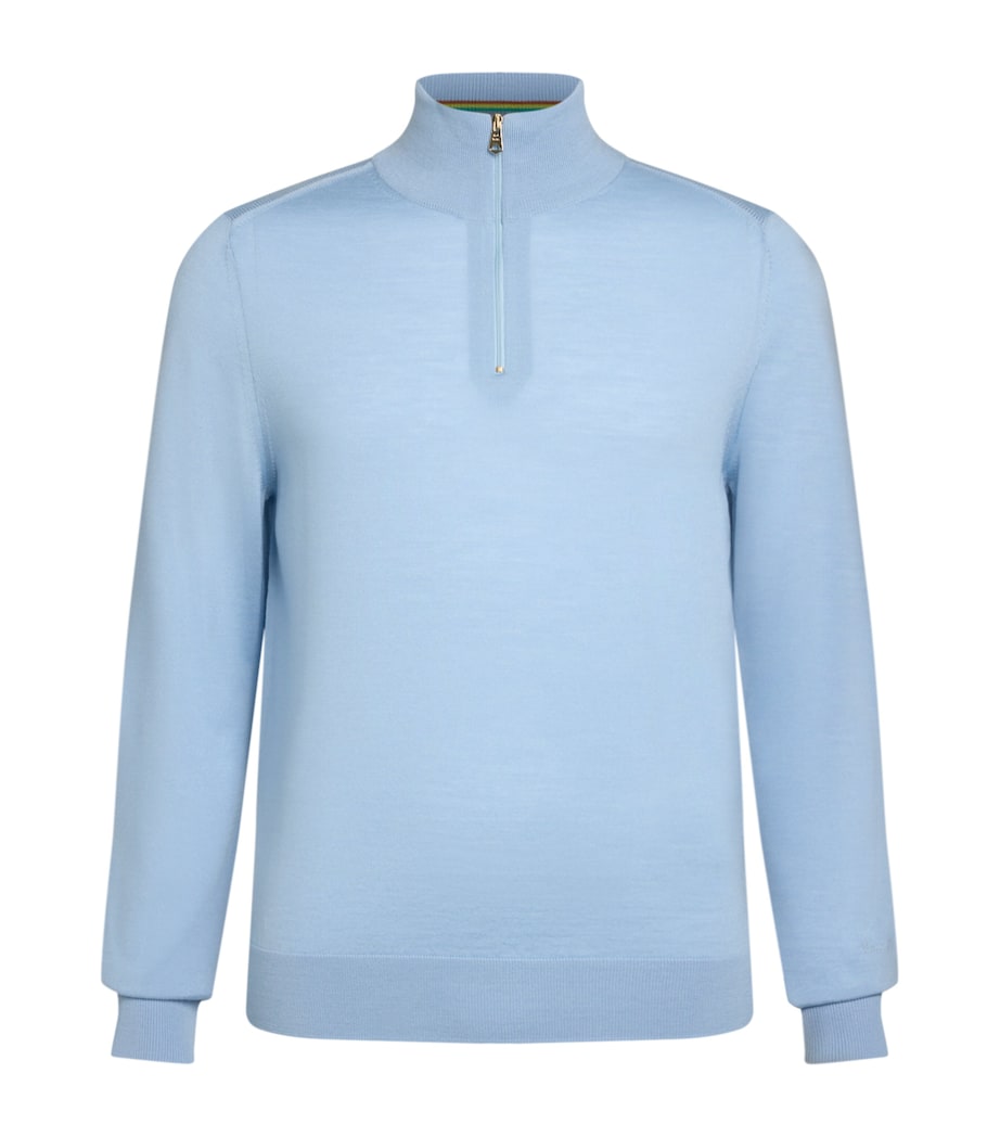 Merino Wool Quarter-Zip Sweater 41_BLUE Image 1