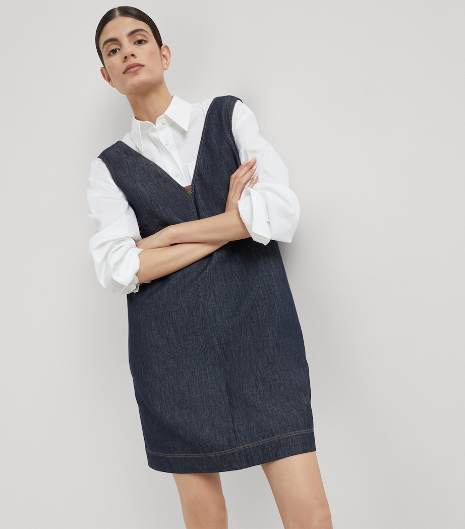 Denim V-Neck Mini Dress C001 Image 5