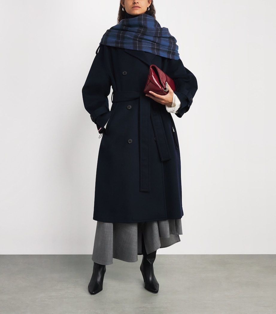 Wool Check Scarf NAVY Image 3