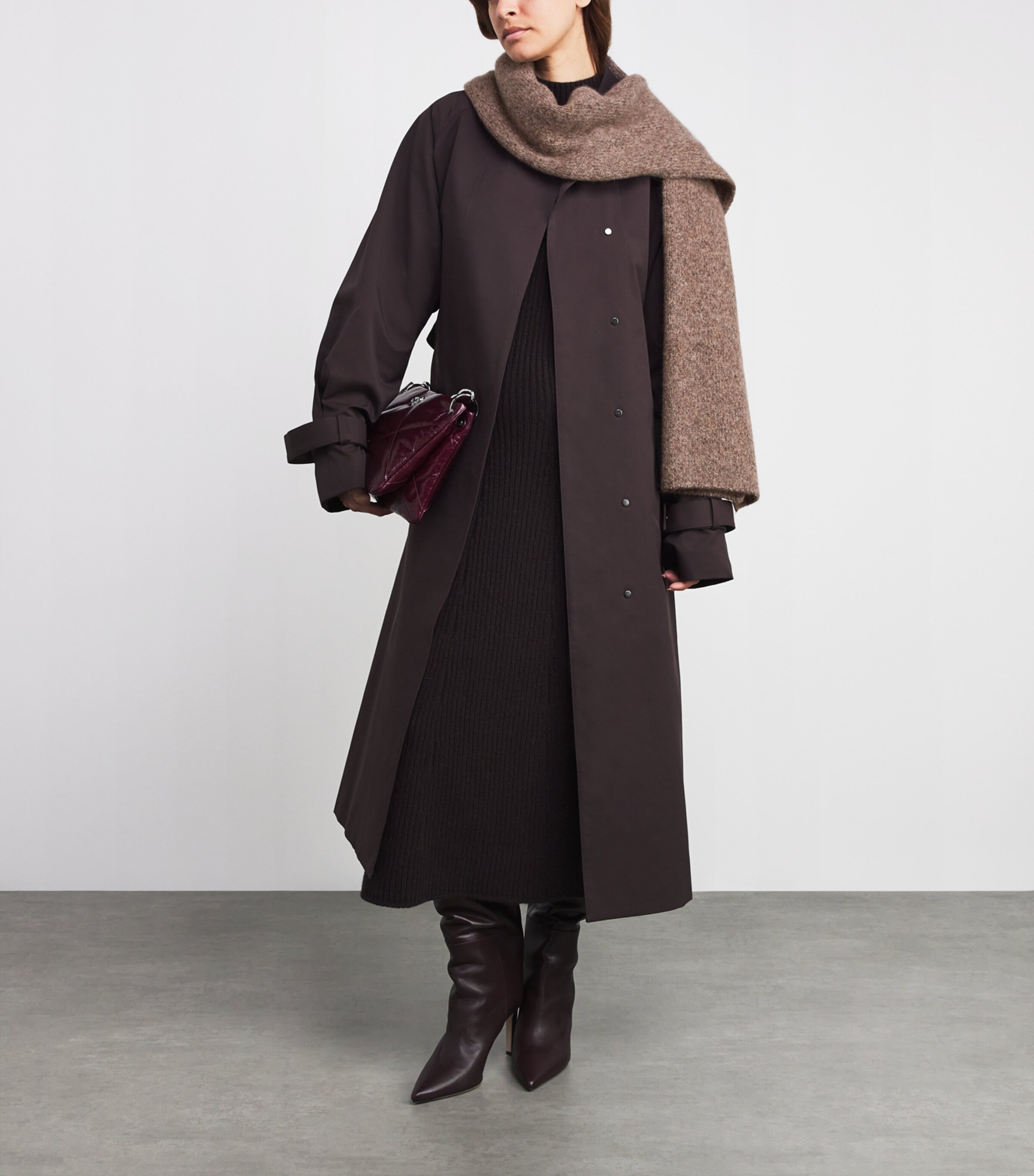 Cashmere-Silk Bouclé Scarf HB4415 MOLASSES MIX Image 3