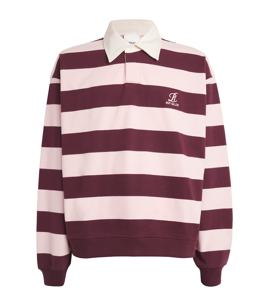 AGOLDE Mens x RSVP Gallery Cotton Rugby Shirt Pink/burg Image 1