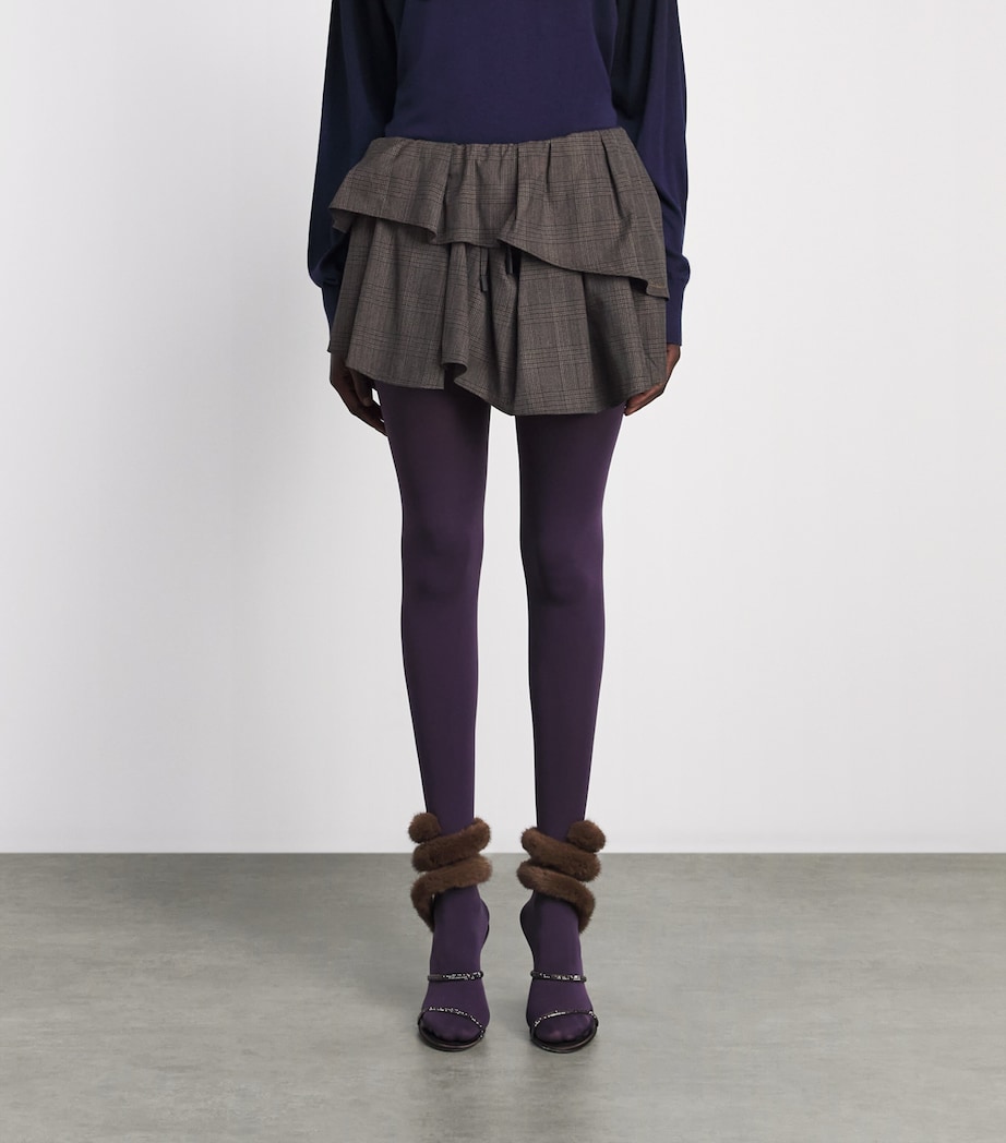 Acne Studios Womens Wool-Blend Check Ruffle Mini Skirt Brown/black Image 4