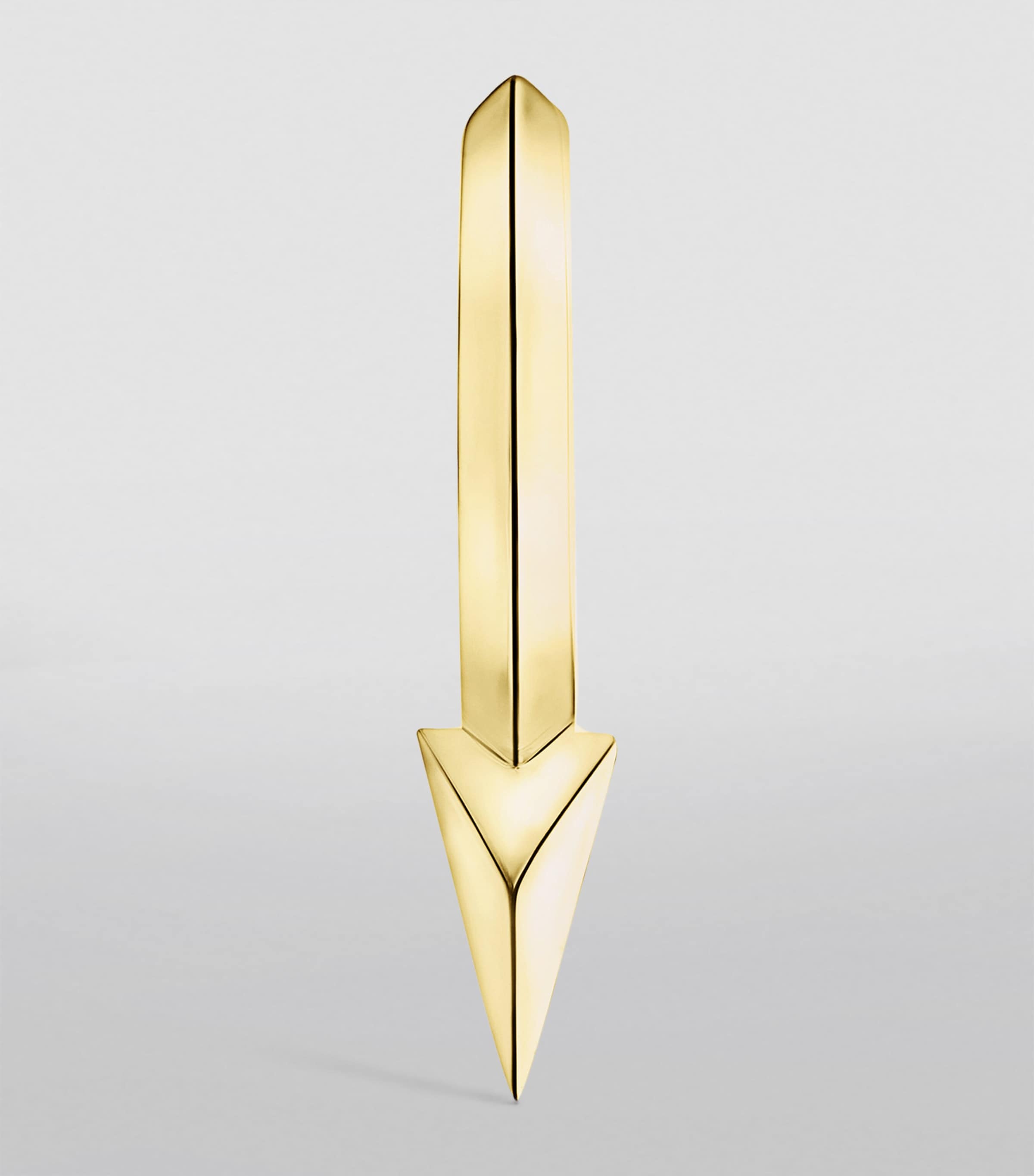 Yellow Gold Faceted Single Short Spike Hoop Earring (8mm) YELLOW GOLD Image 2