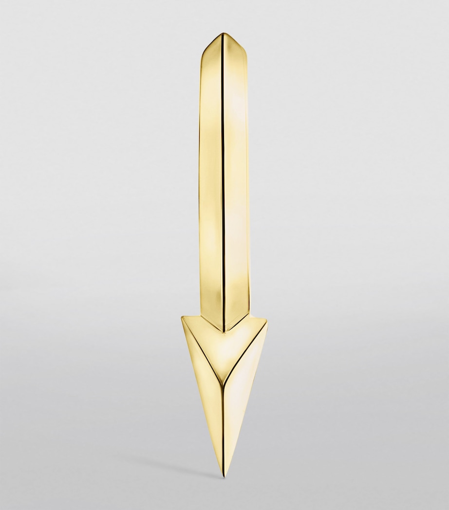 Yellow Gold Faceted Single Short Spike Hoop Earring (8mm) YELLOW GOLD Image 2