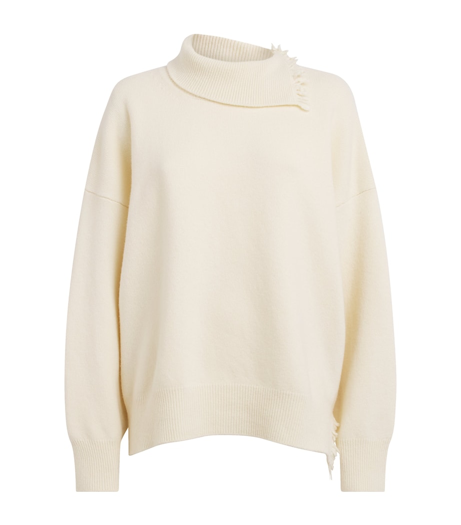 Róhe Womens Wool-Blend Raw-Hem Sweater Off White Image 1