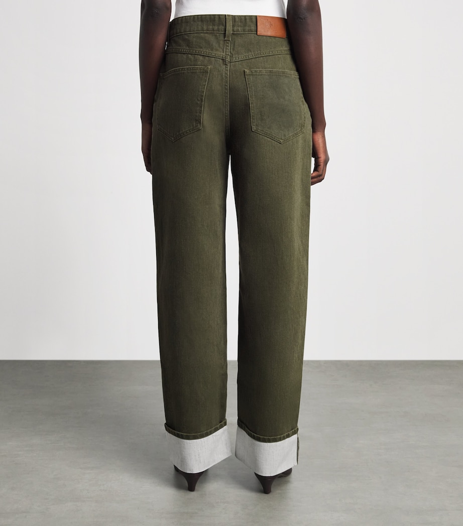 Tory Burch Womens Slim Cuffed Jeans Distressed Green Image 5