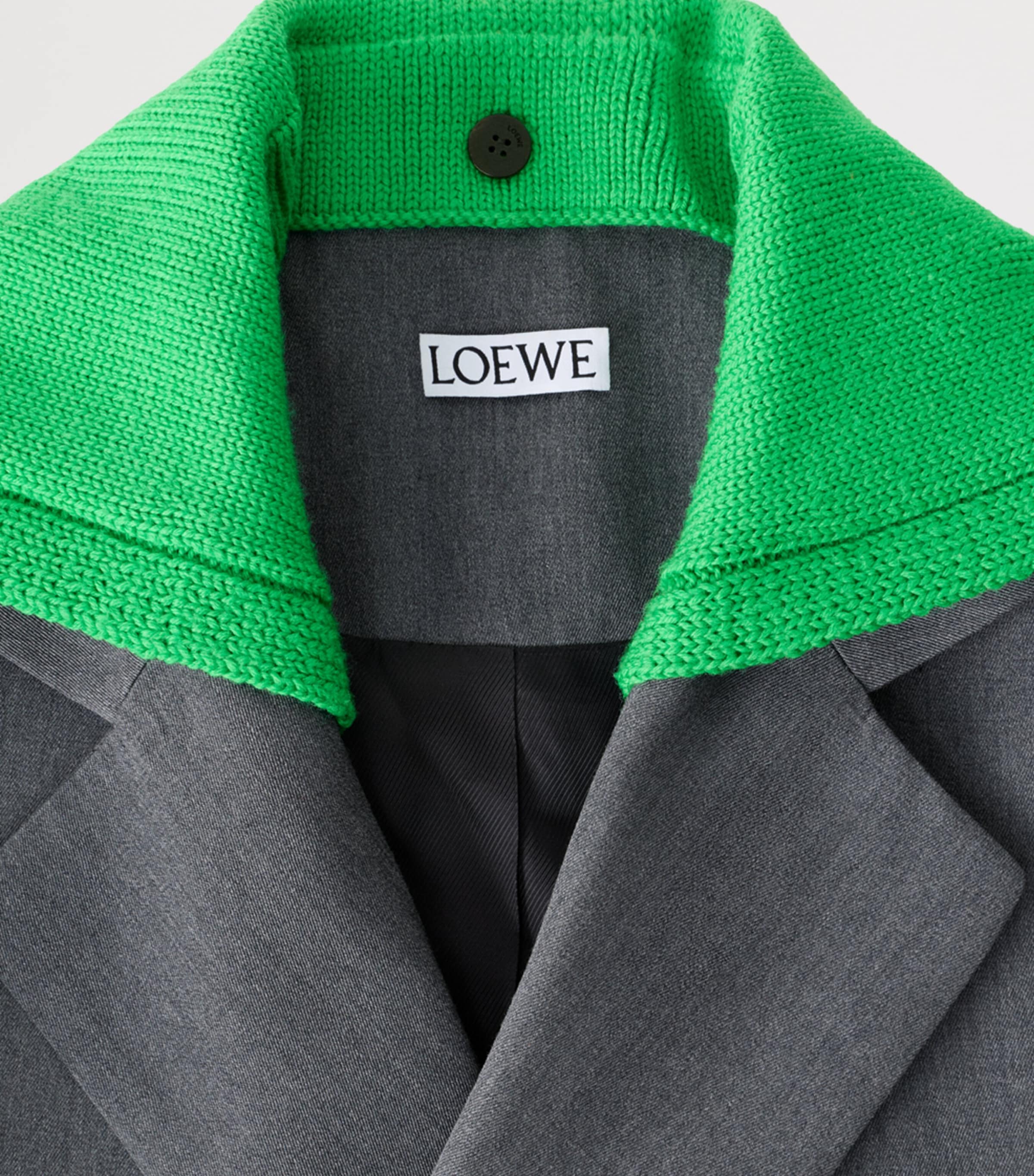 LOEWE Womens Wool Layered-Sweater Effect Blazer Charcoal Melange Image 7