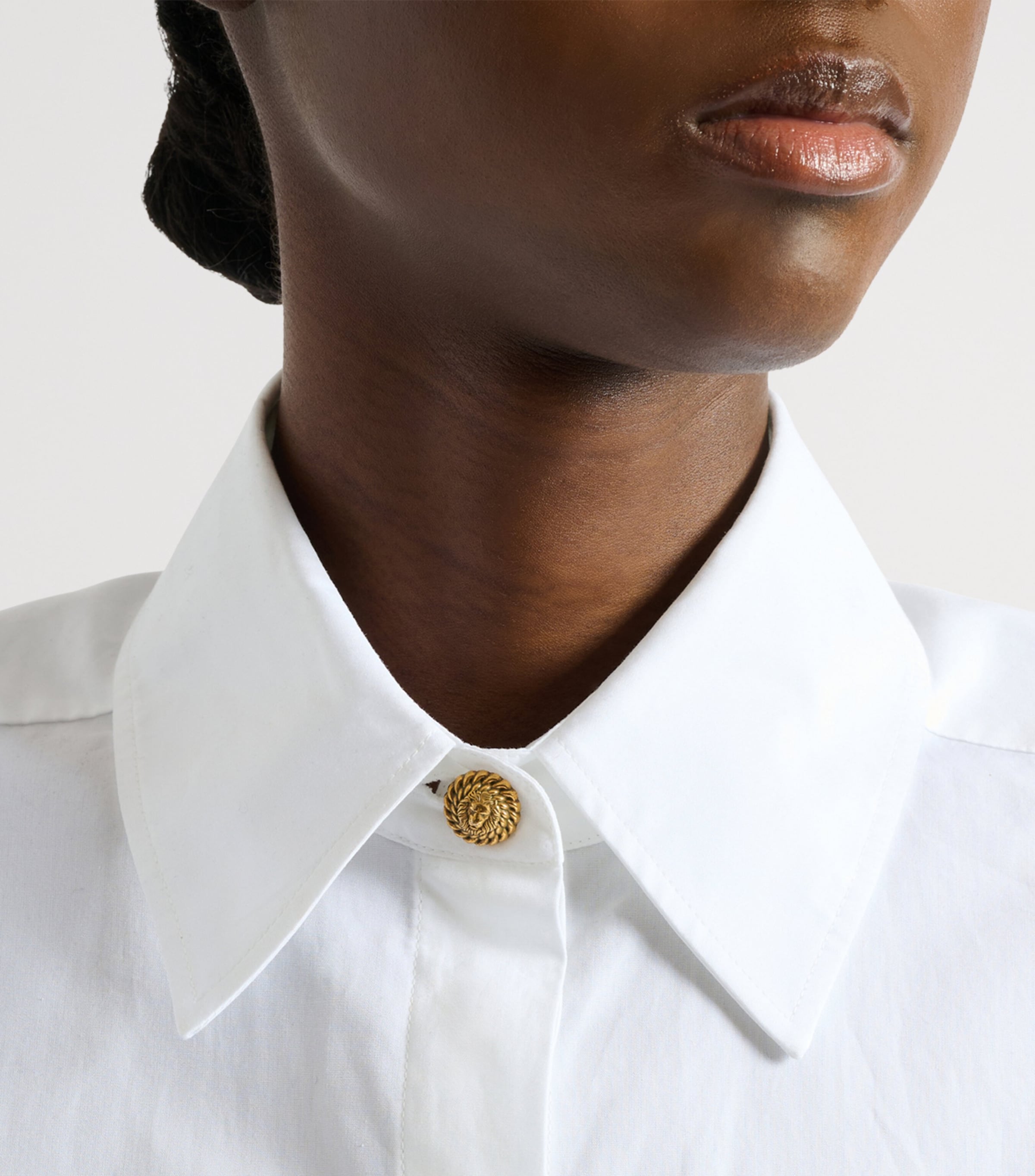 Balmain Womens Cotton Poplin Shirt Blanc Optique Image 5