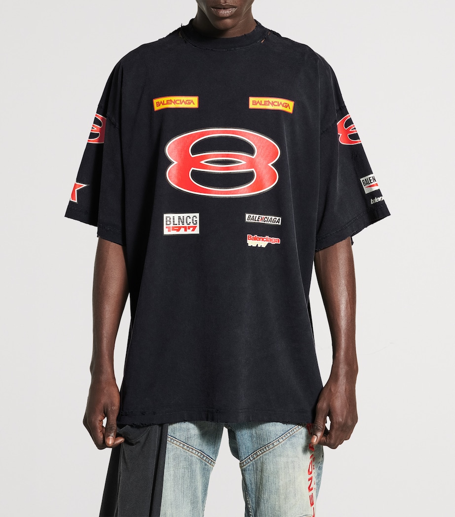 Balenciaga Mens Oversized Distressed Logo T-Shirt Image 2
