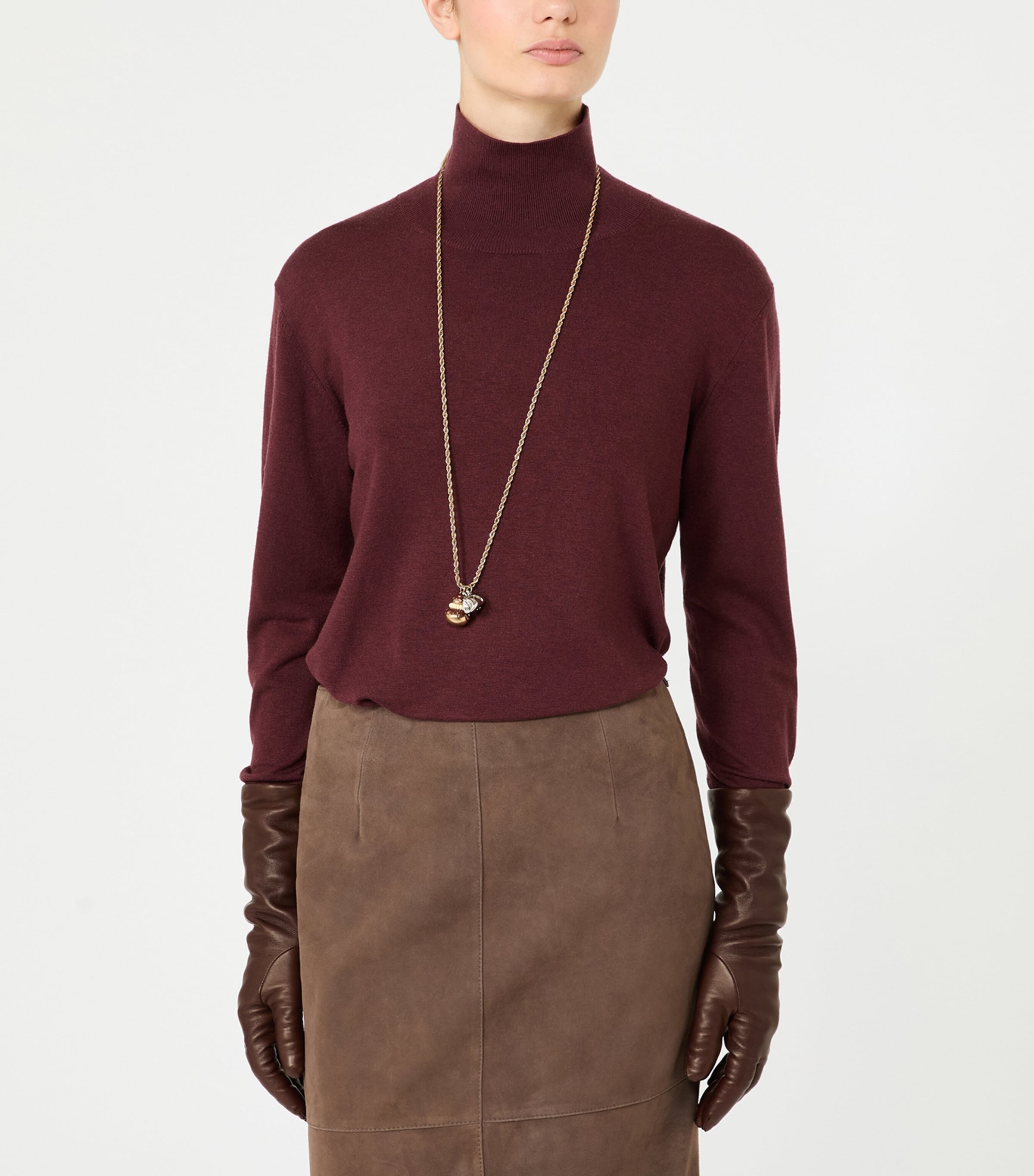 Weekend Max Mara Womens Funnel-Neck Sweater Bordeaux Image 4