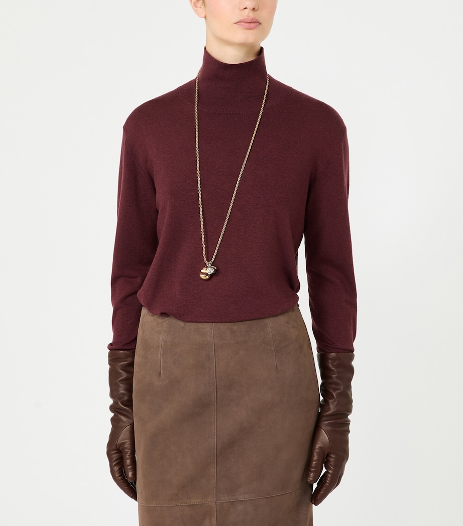 Weekend Max Mara Womens Funnel-Neck Sweater Bordeaux Image 4