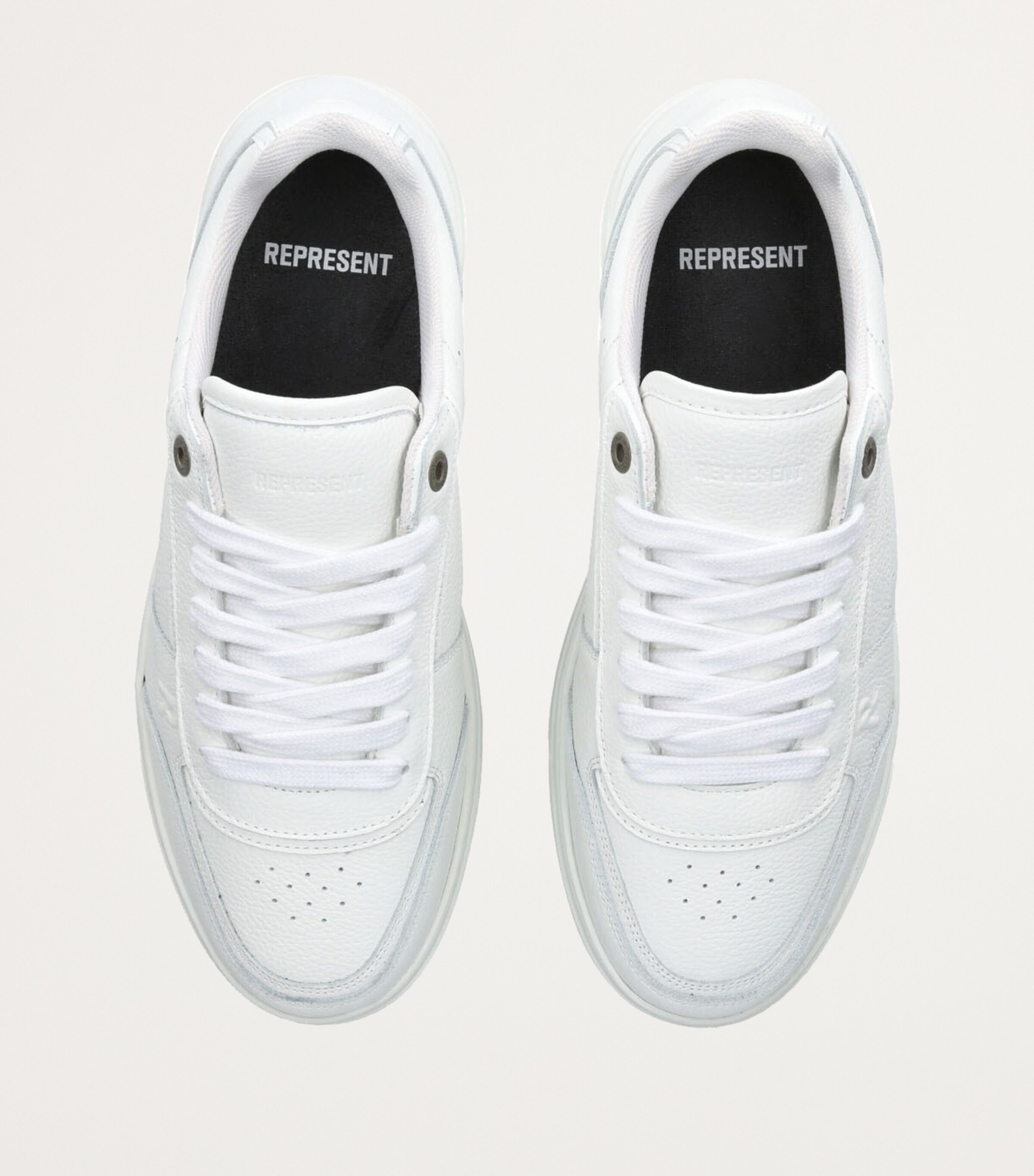 Tumbled Leather Initial Sneakers WHITE Image 4