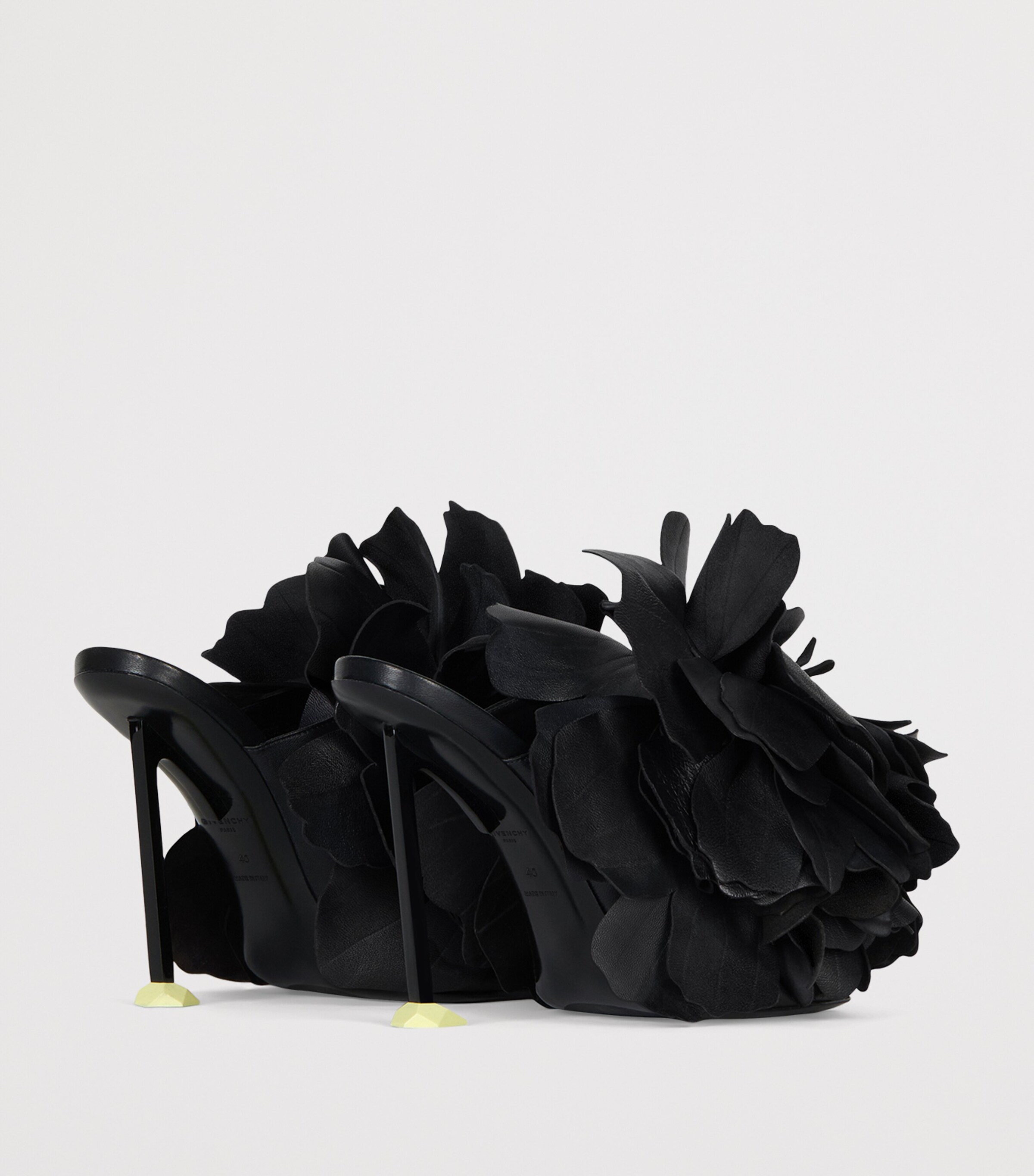 Givenchy Leather Boudoir Rose Heeled Mules 95 Black Image 4