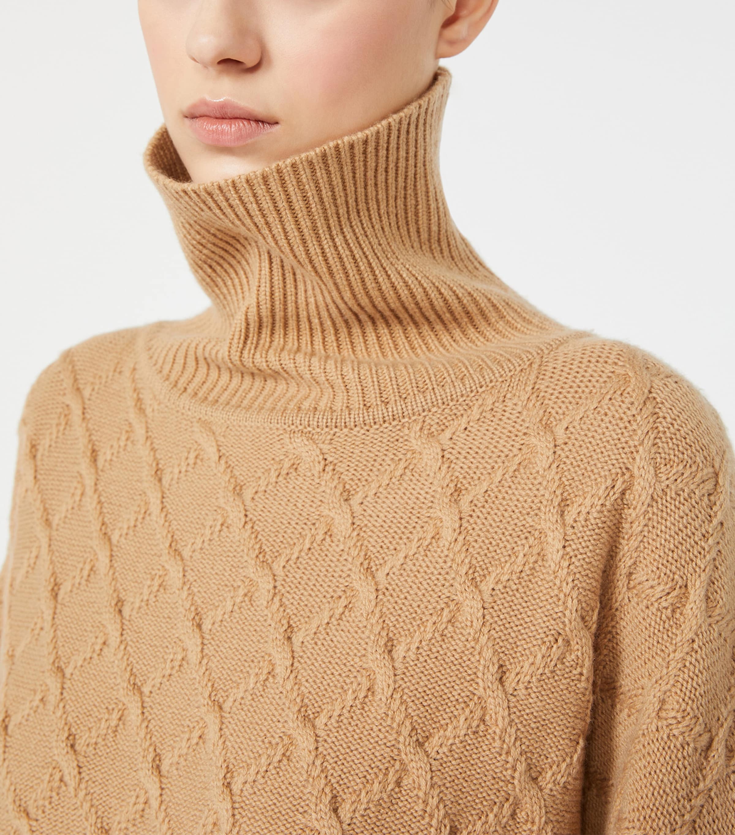 Max Mara Womens Wool-Cashmere Sweater Camel Image 5