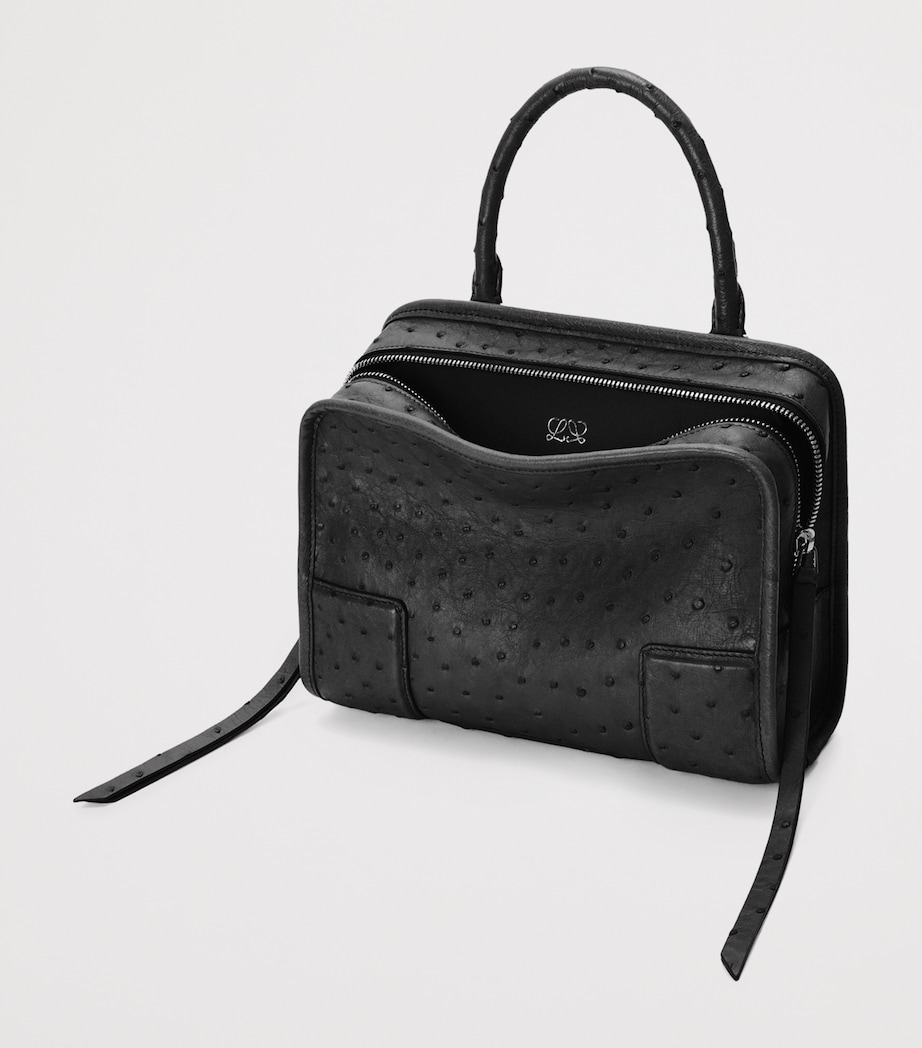 LOEWE Small Ostrich Leather Amazona 180 Top-Handle Bag Black Image 5