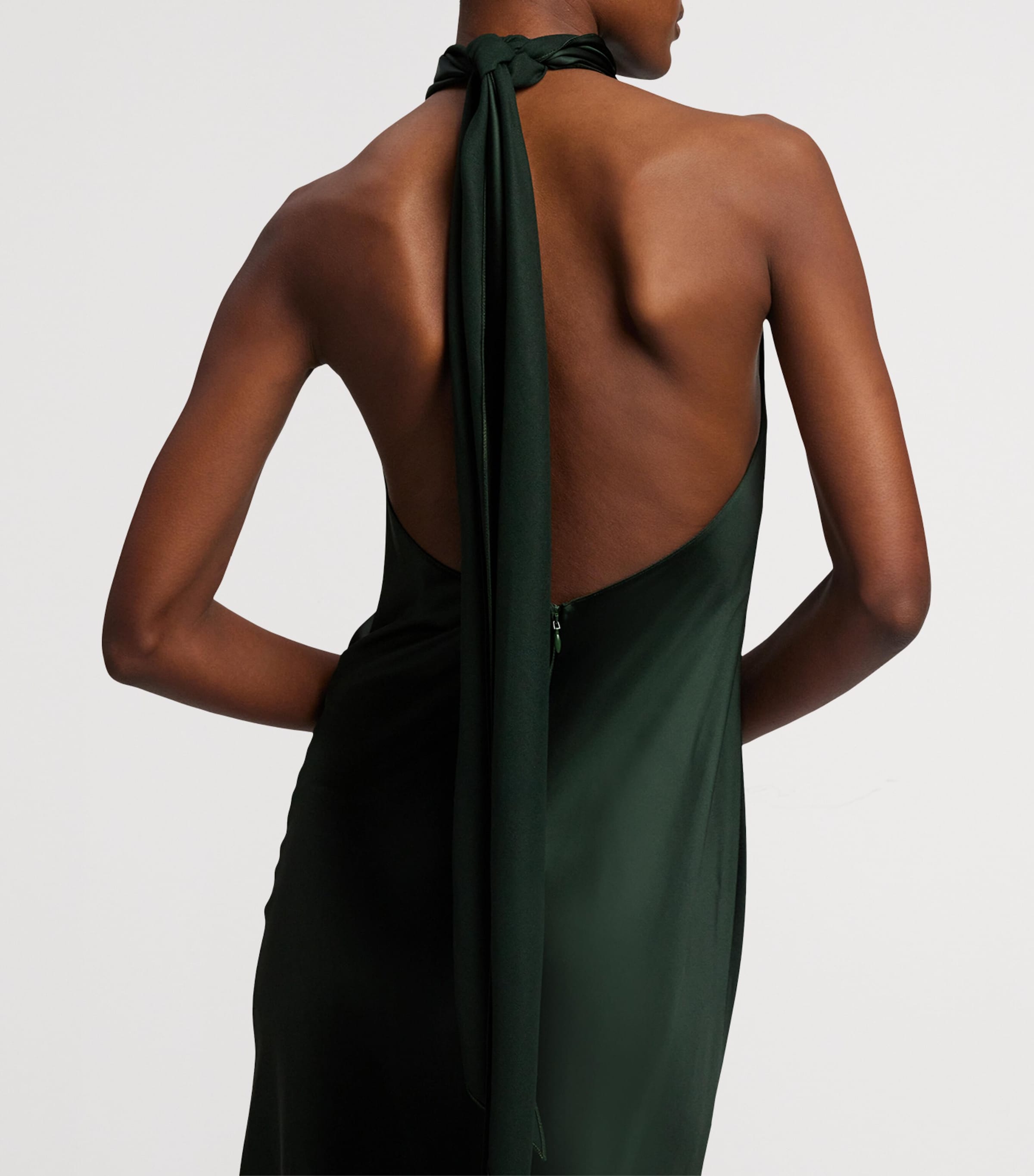 Satin Halterneck Dress DARK RACING GREEN Image 10