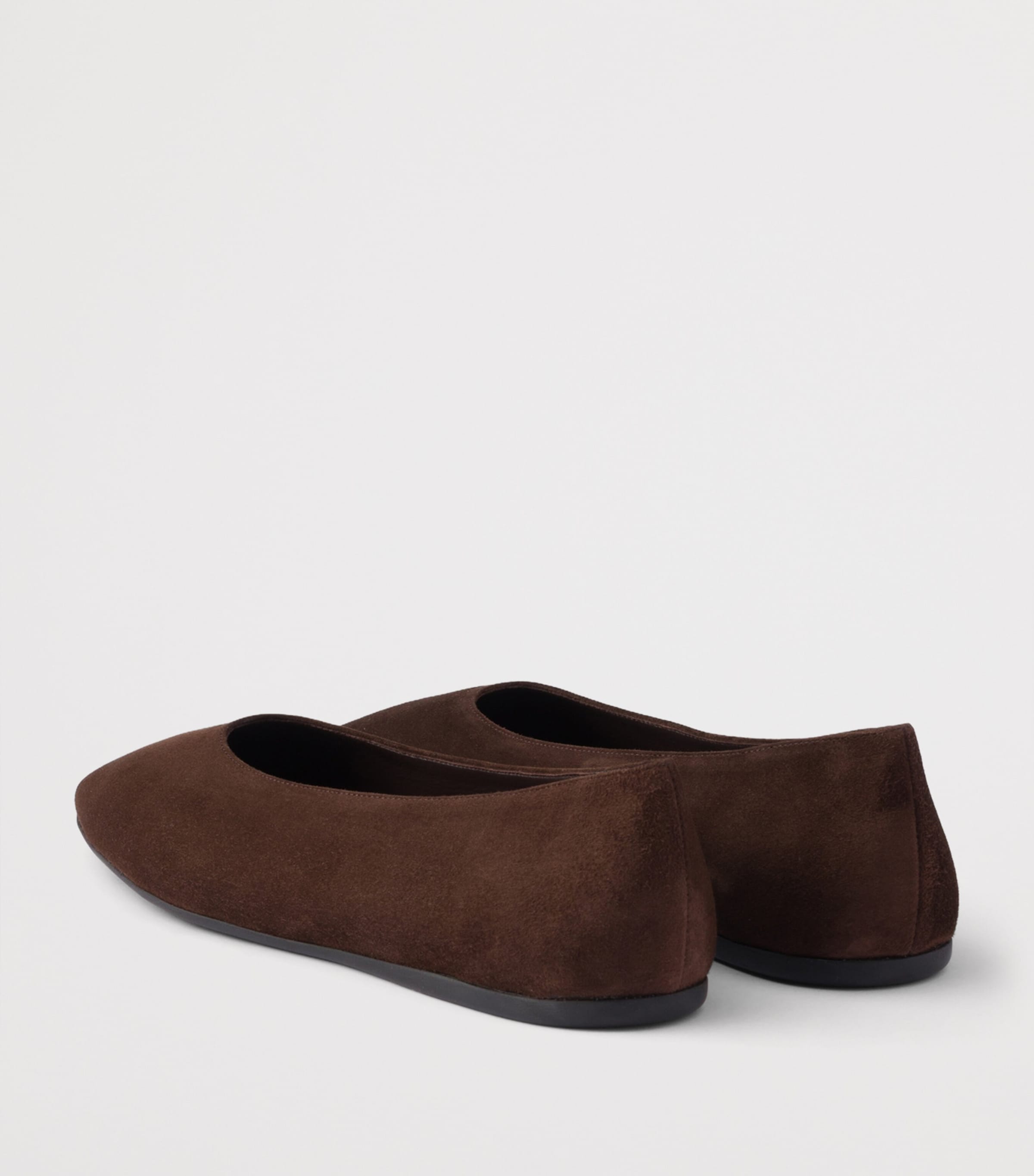 Prada Suede Logo Ballet Flats Brown Image 4