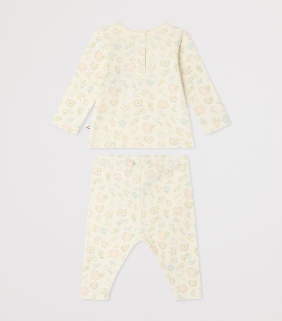 Cotton Floral Top and Trousers Set (1-18 Months) FL ROSE FARD Image 2