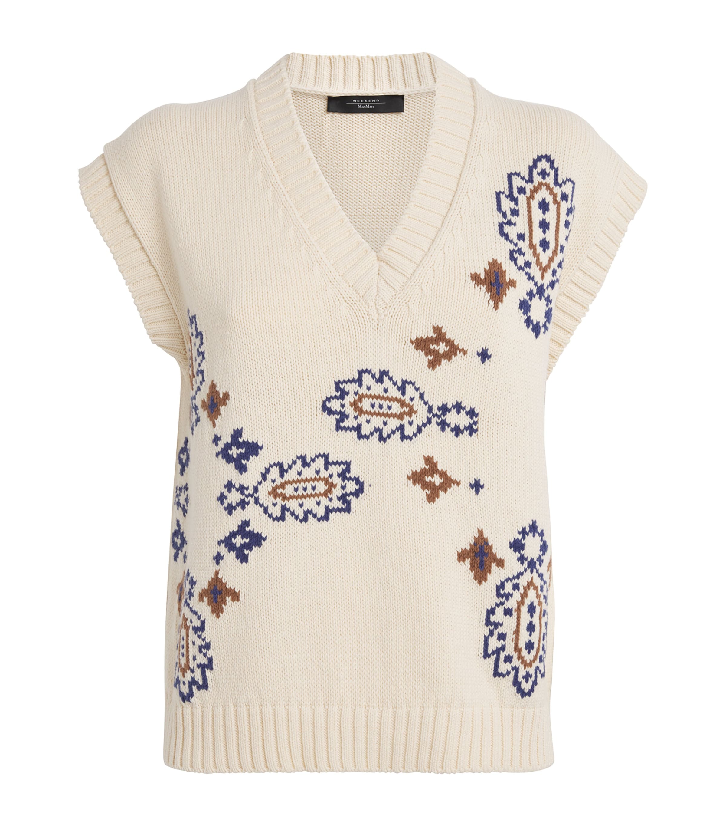 Weekend Max Mara Cotton-blend Jacquard Sweater Vest In White