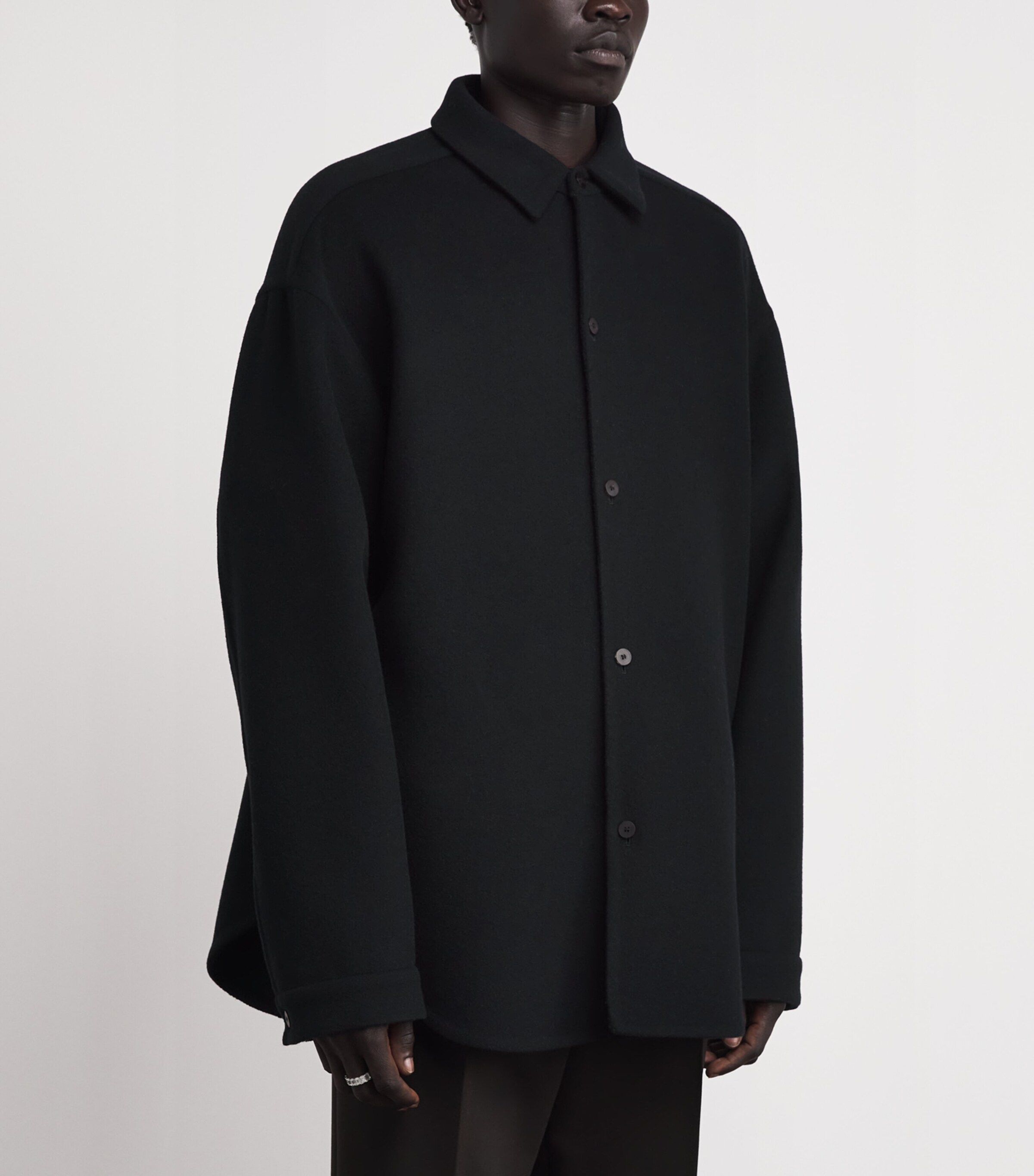 Fear Of God Mens Wool-Cashmere Overshirt Black/ Image 4