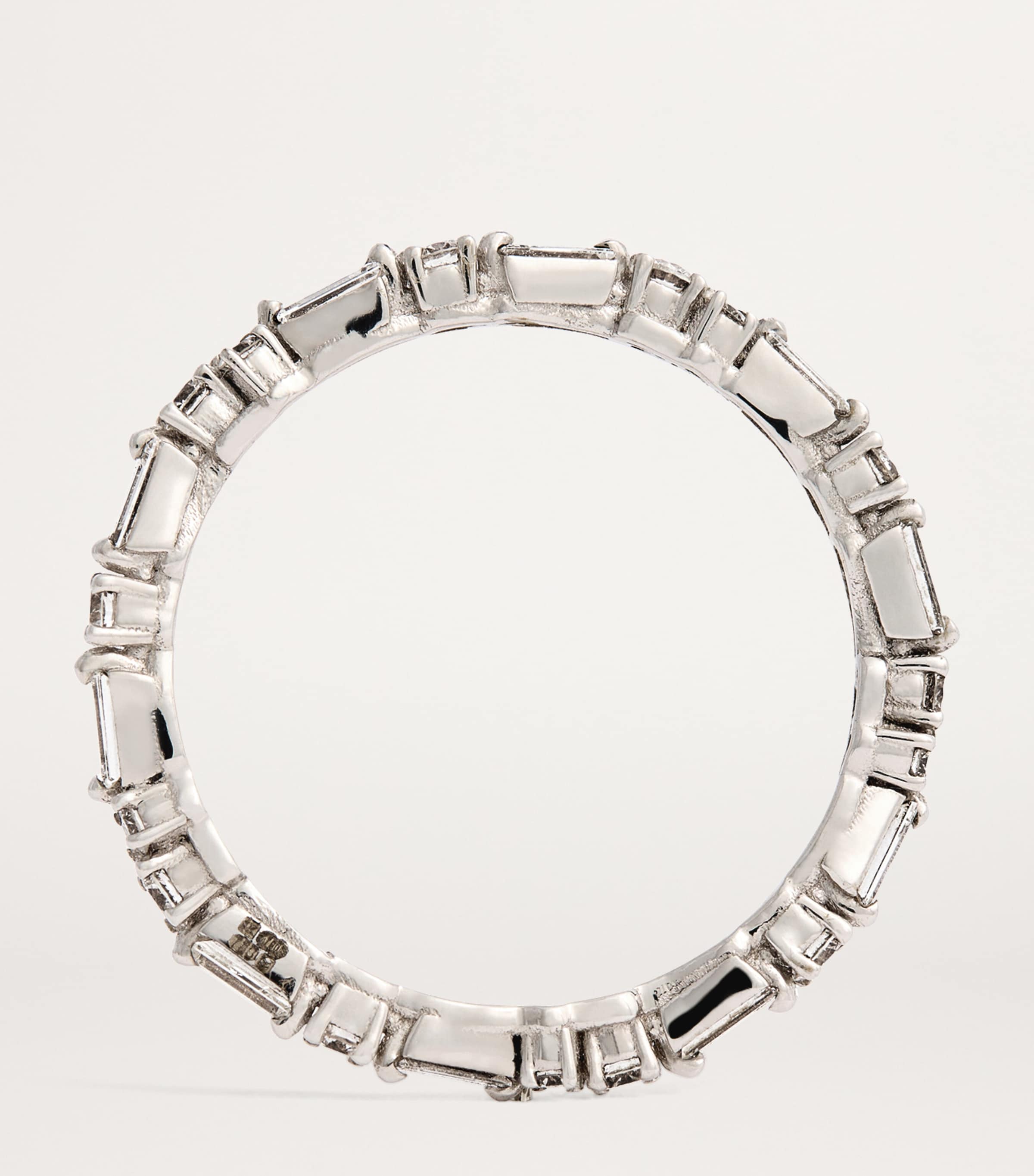 White Gold and Diamond Thin Mix Ring 18K WG/WD Image 3