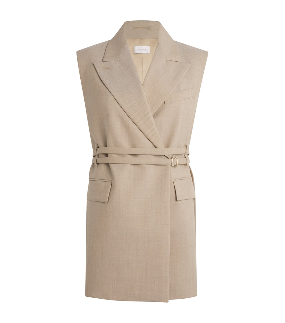 Virgin Wool Sleeveless Blazer 001 BEIGE SHADED Image 1