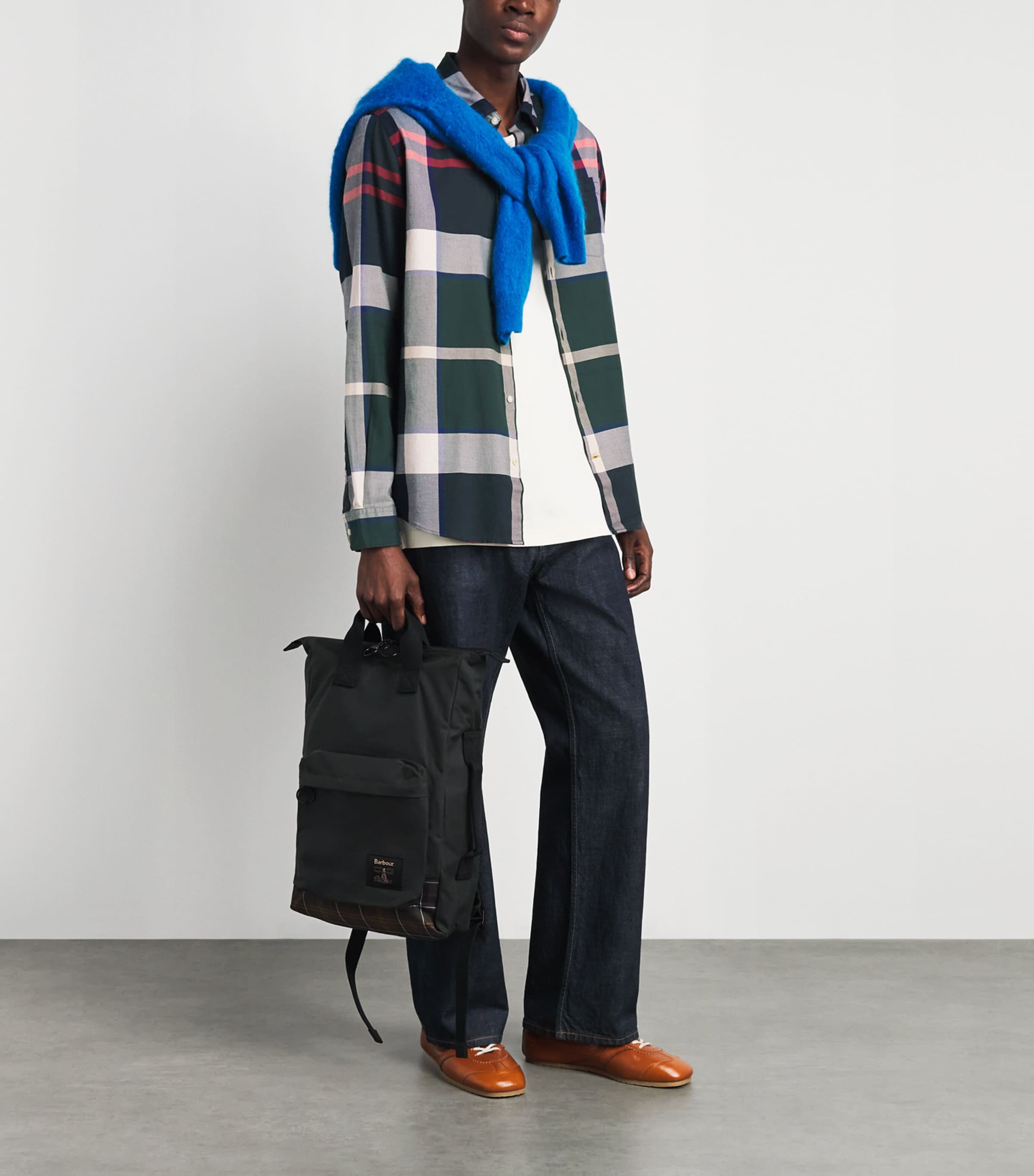 Barbour Mens Cotton Tartan Dunoon Shirt Evergreen Tartan Image 2
