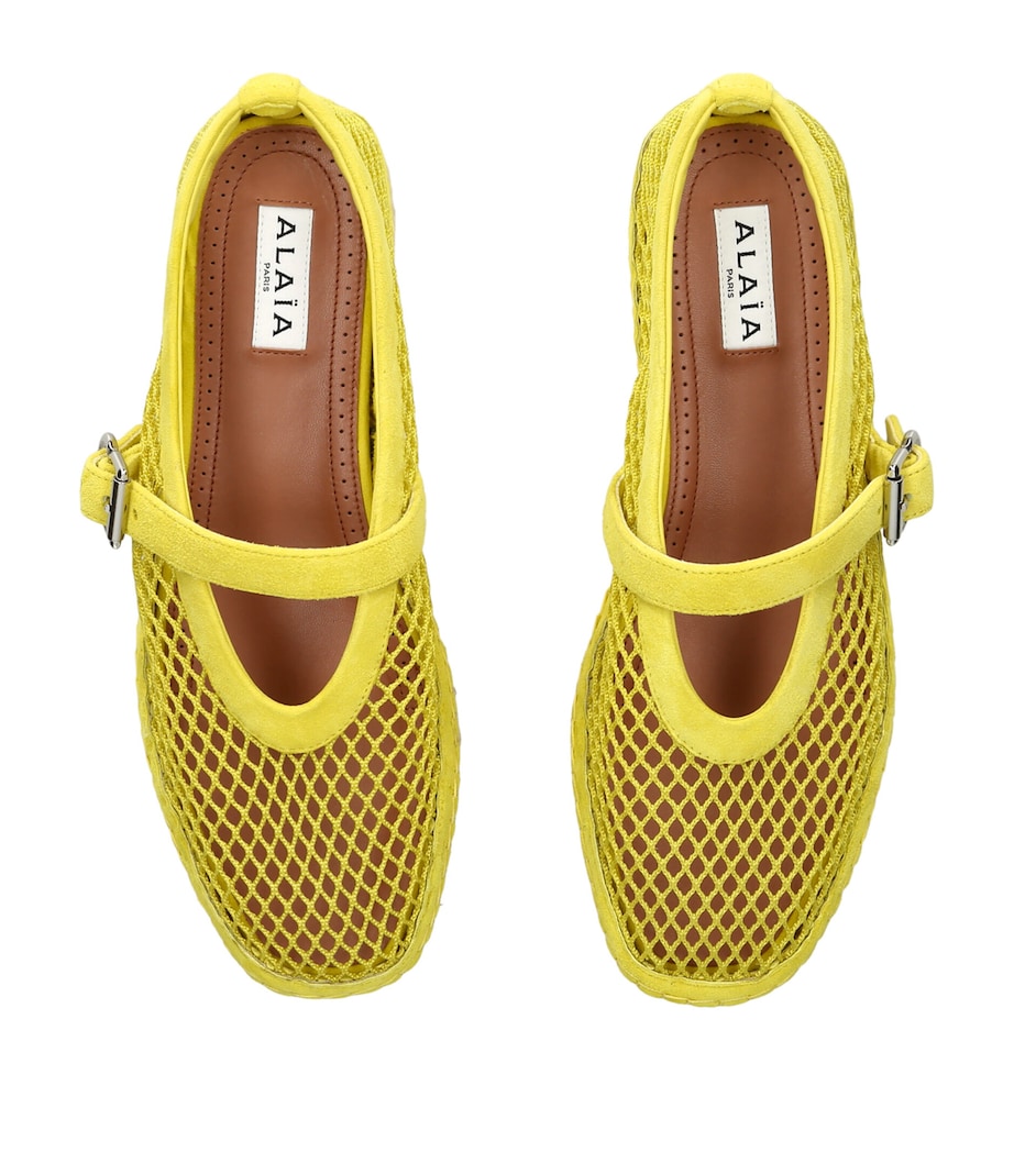 Alaïa Suede Mesh Espadrilles Yellow Image 4