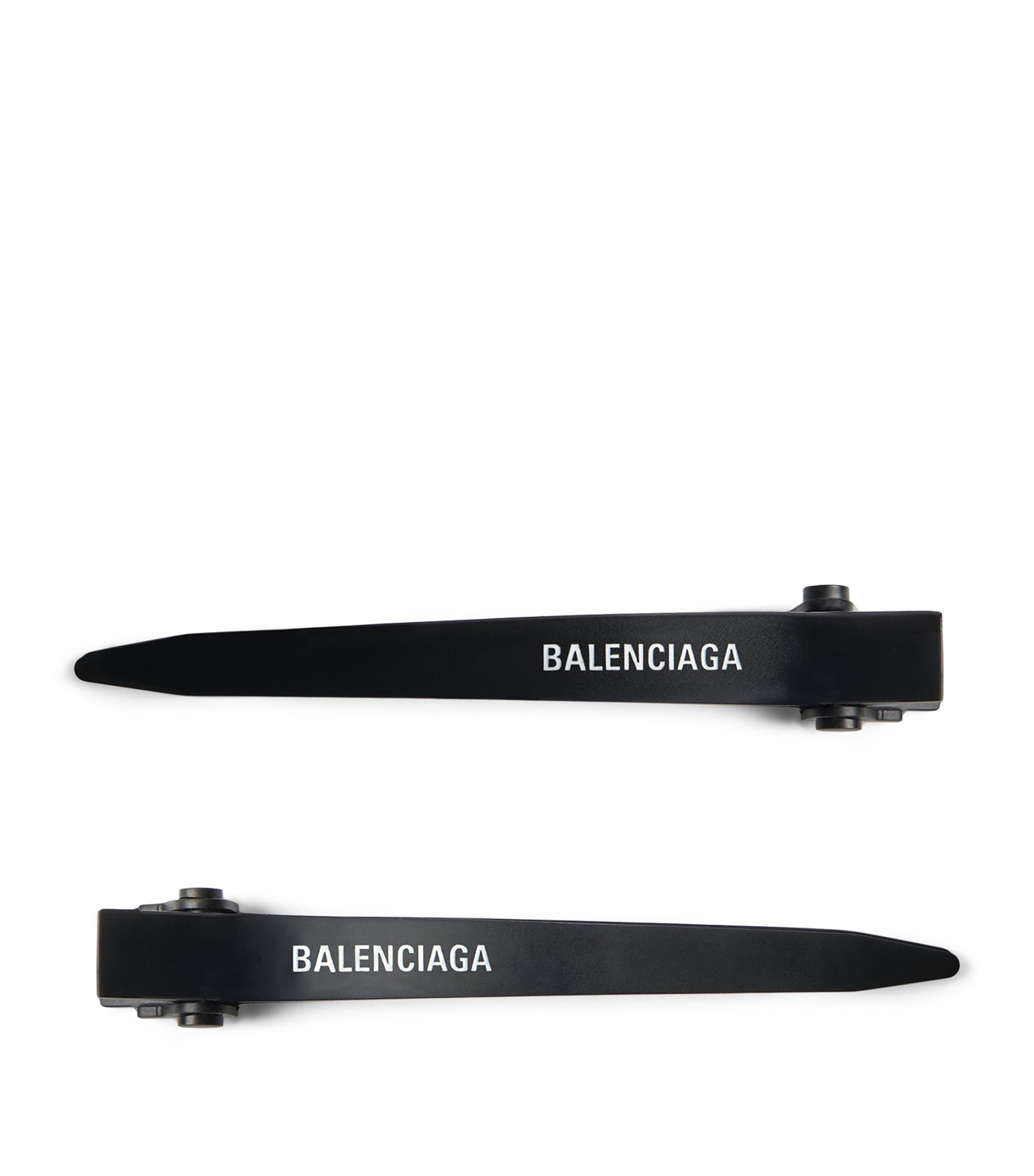 Balenciaga Engraved Logo Hair Clips In Black