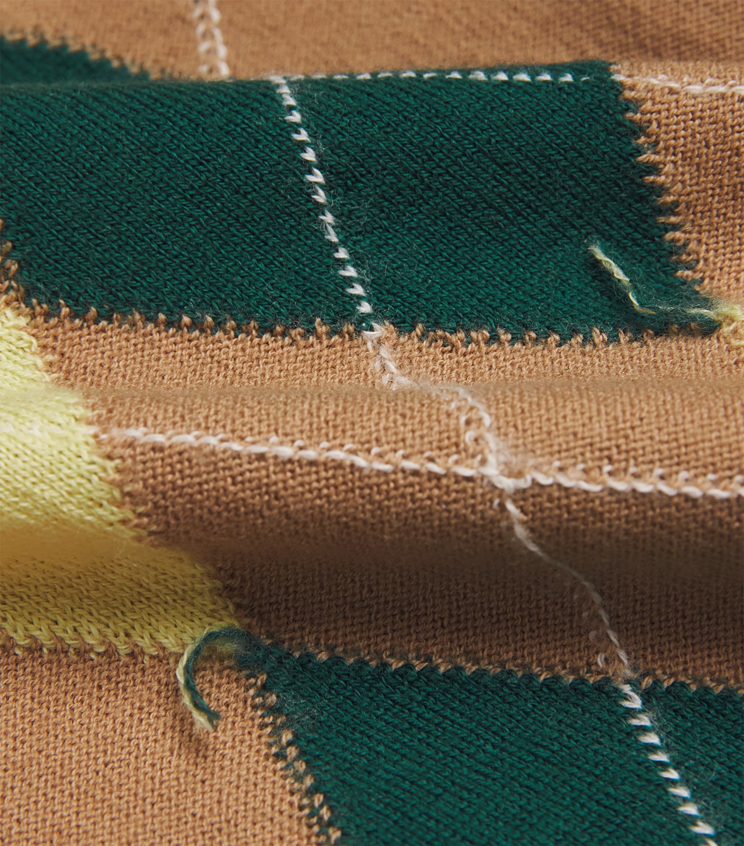 AMI Paris Mens Wool-Cotton Argyle Sweater Vest Camel/jaun/vert Image 6