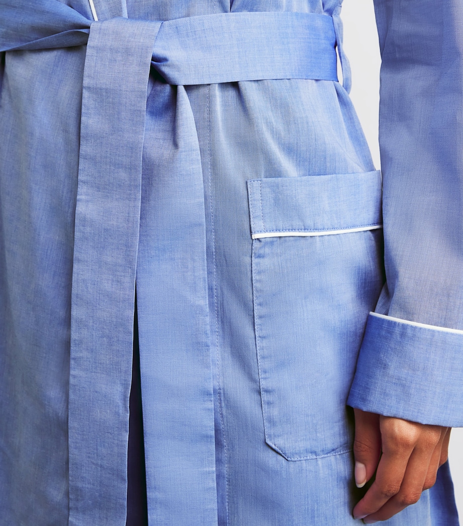 Cotton Contrast-Trim Robe BLUE Image 6
