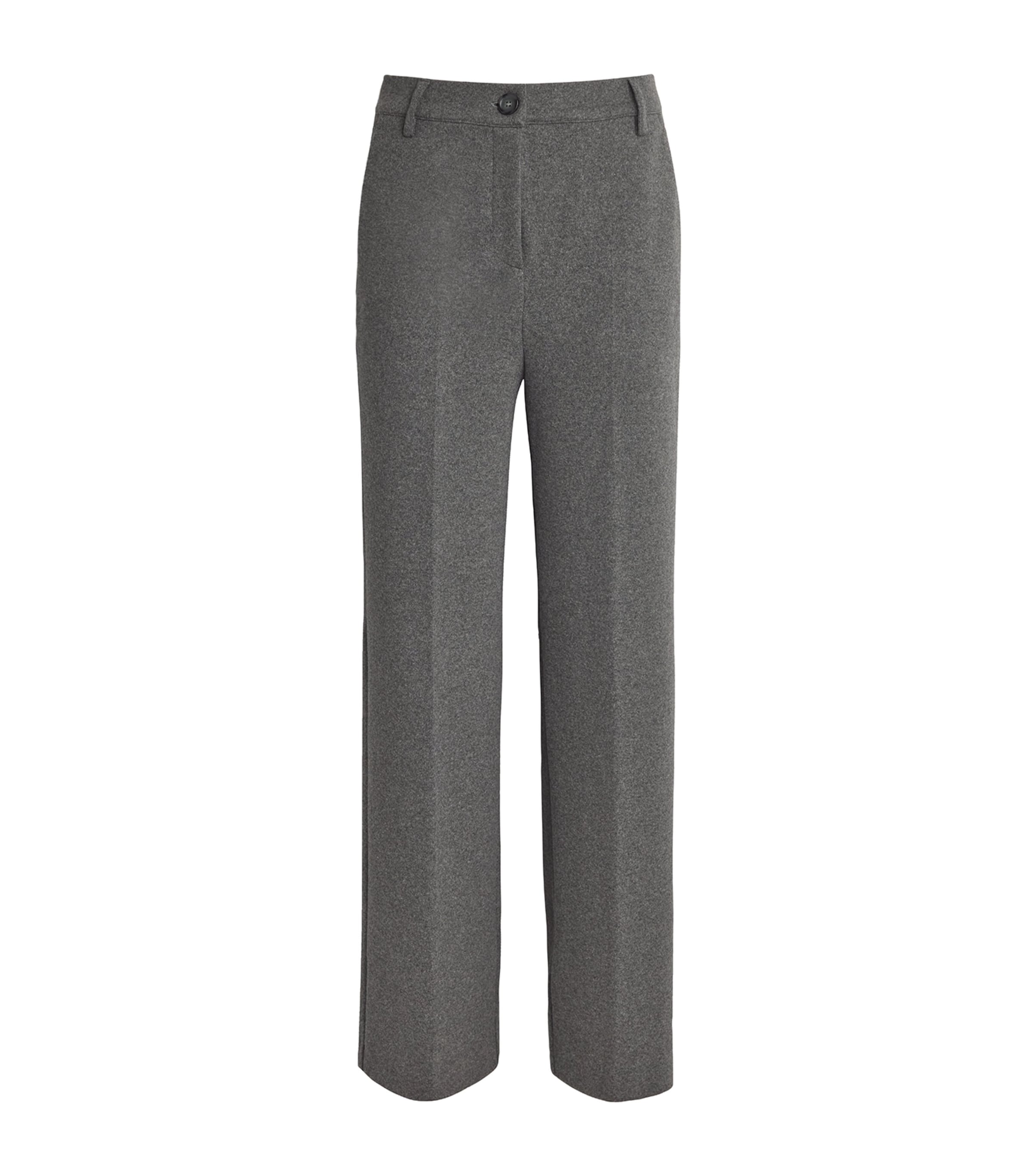 Shop Weekend Max Mara Cotton-blend Trousers In Grey