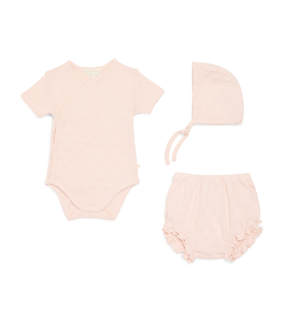 Cotton Araminta Angel Wing Pointelle Gift Set (0-6 Months) PINK Image 1