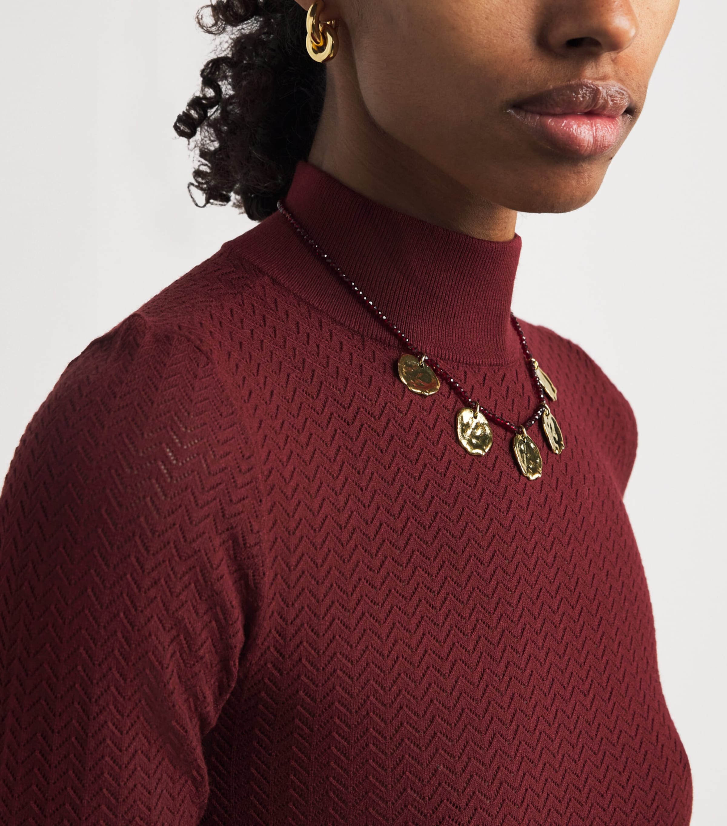 Pointelle Lanie Top I606 OXBLOOD Image 6