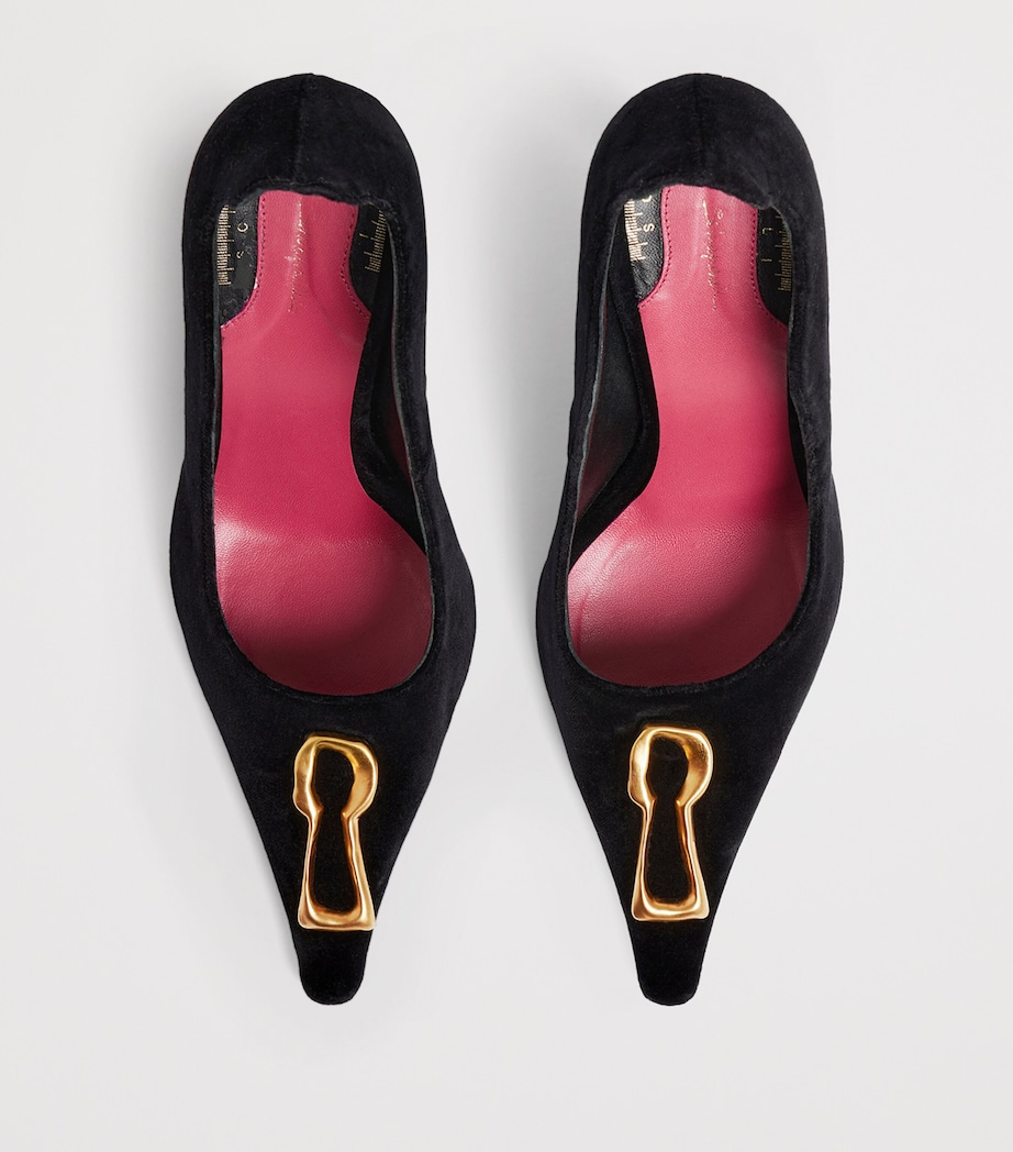 Velvet Keyhole Pumps 105 999 BLACK Image 5