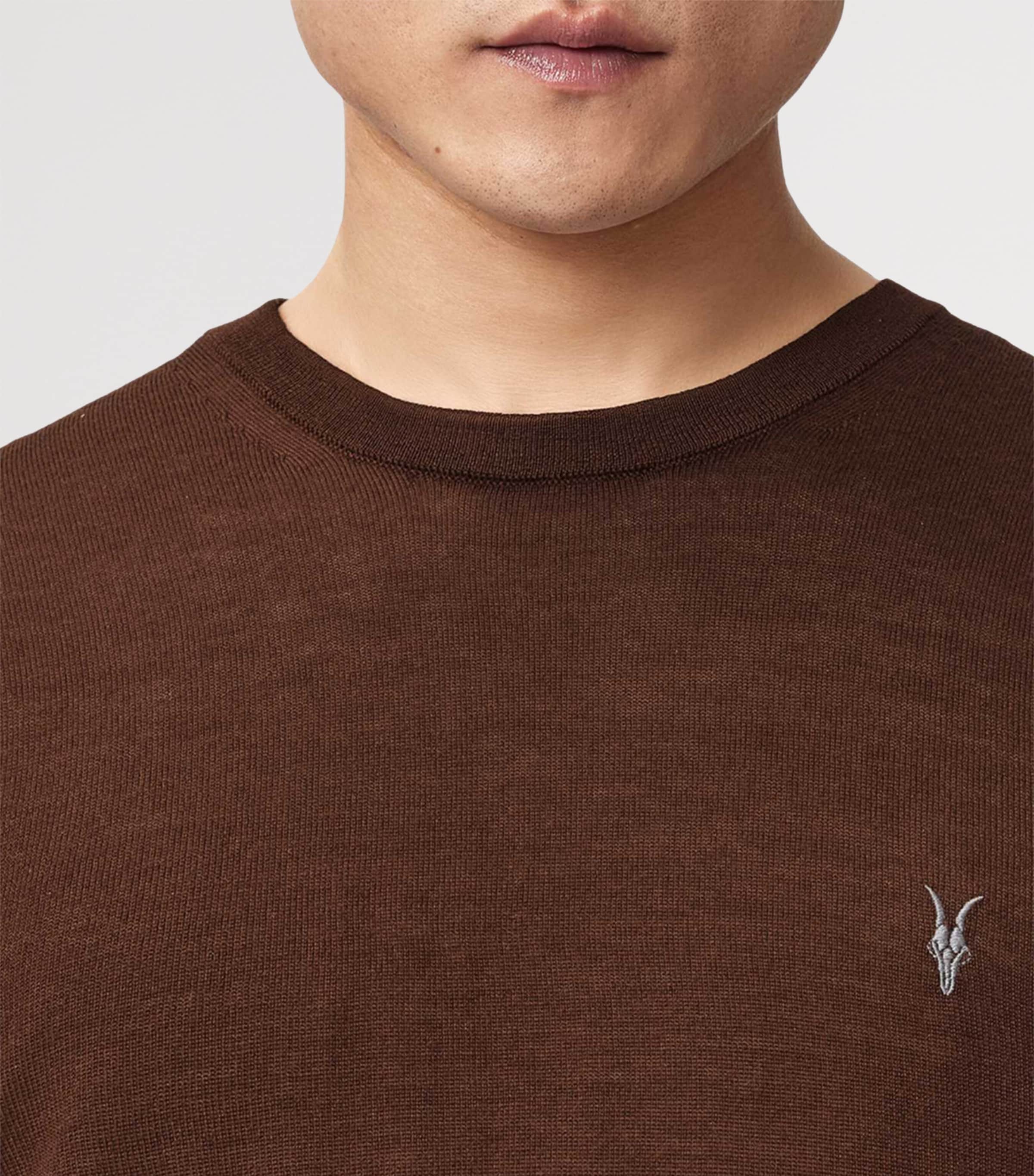 AllSaints Mens Merino Wool Mode Sweater Hot Choc Brown Image 6
