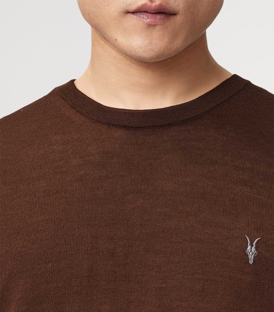 AllSaints Mens Merino Wool Mode Sweater Hot Choc Brown Image 6