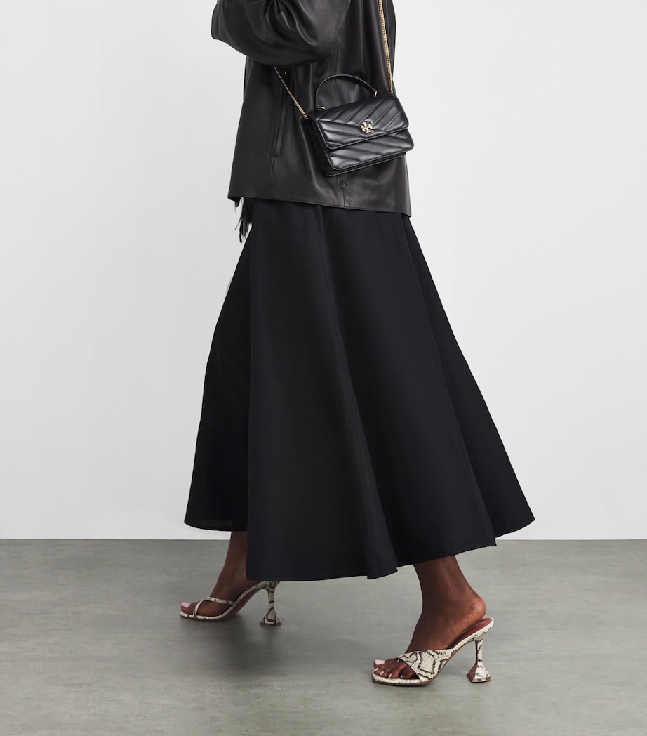 Leather Kira Chevron Top-Handle Bag BLACK Image 5