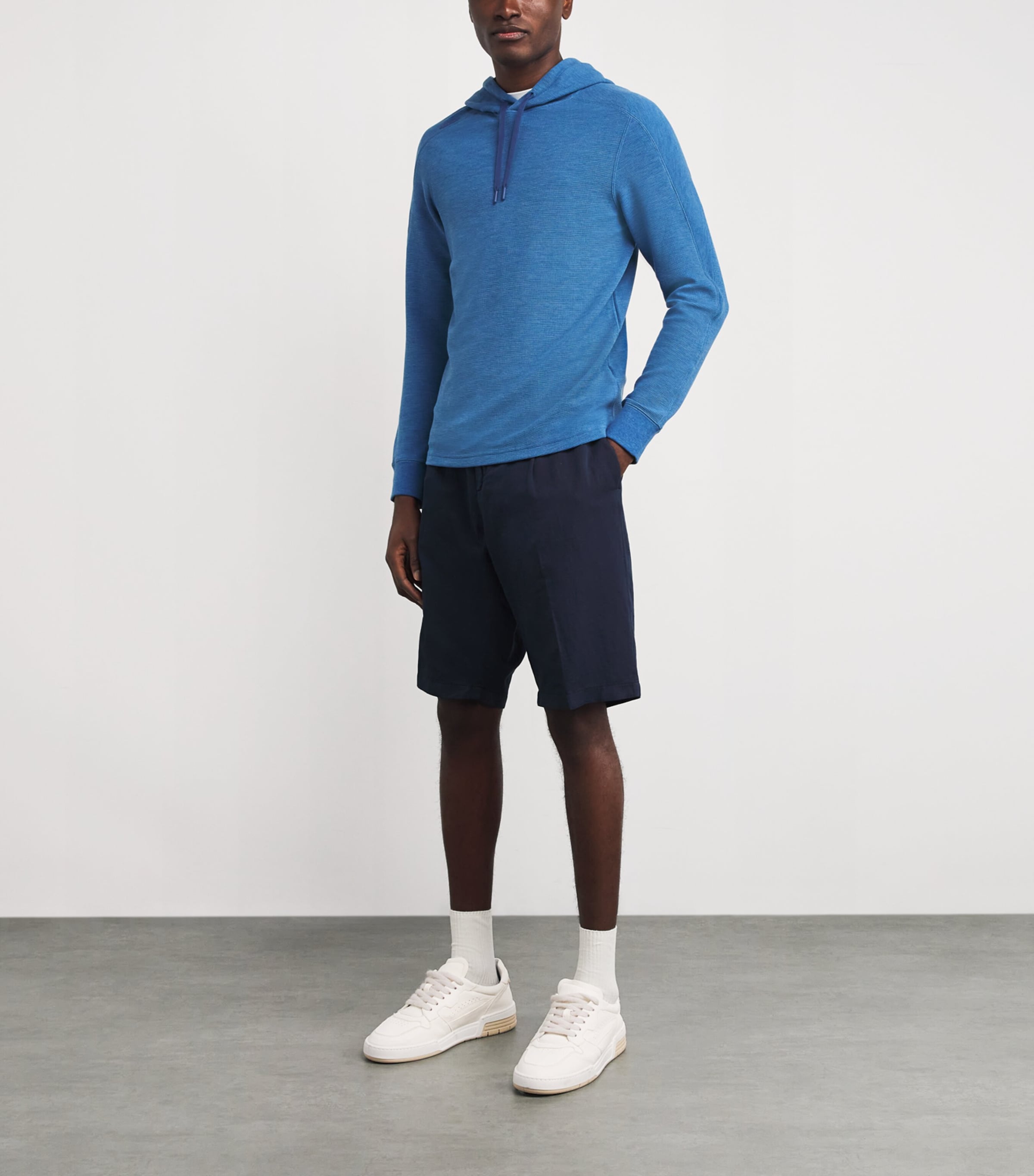 Waffle-Knit Hoodie FOG BLUE HEATHER Image 2