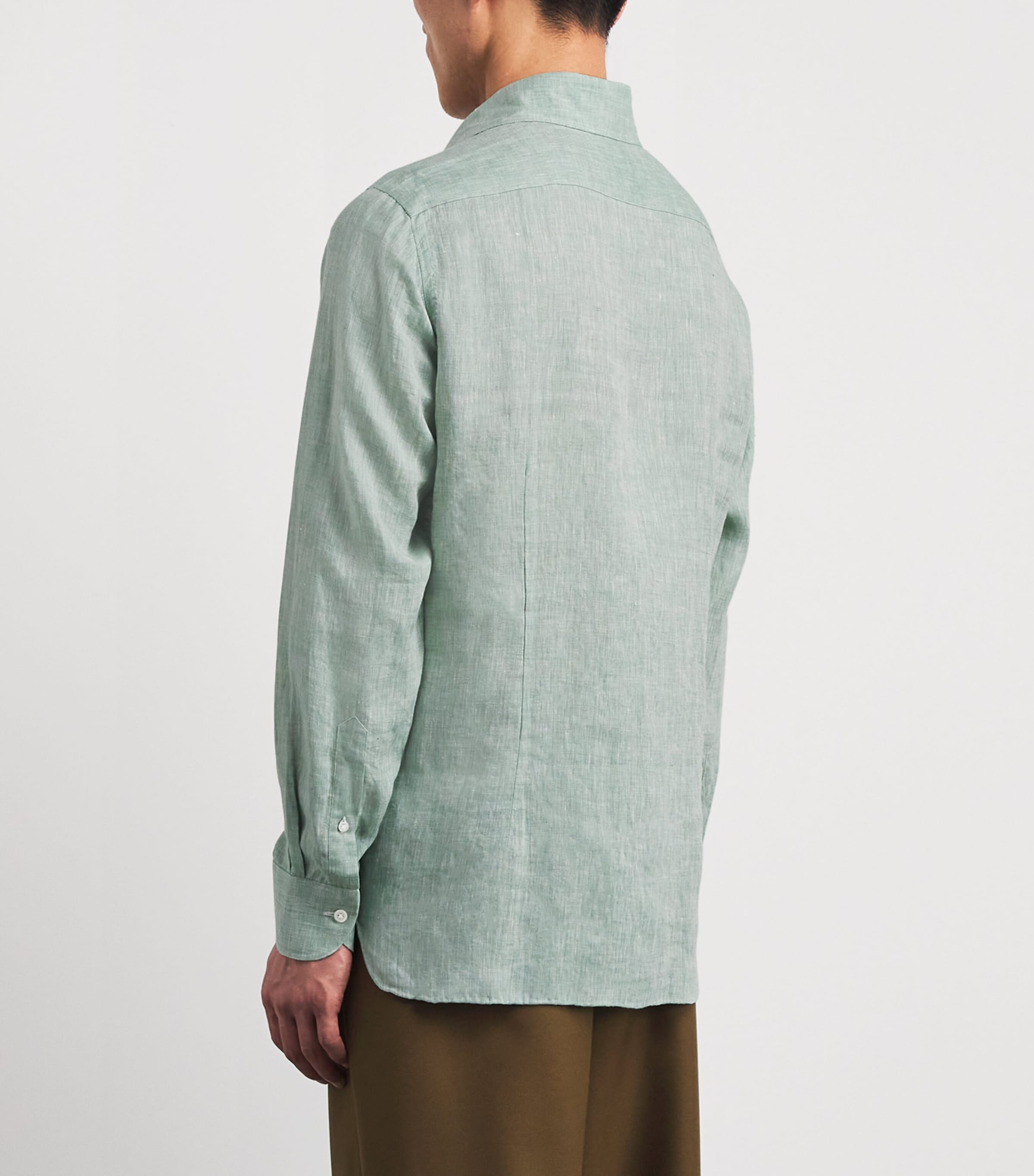 100HANDS Mens Linen Shirt Green Image 5