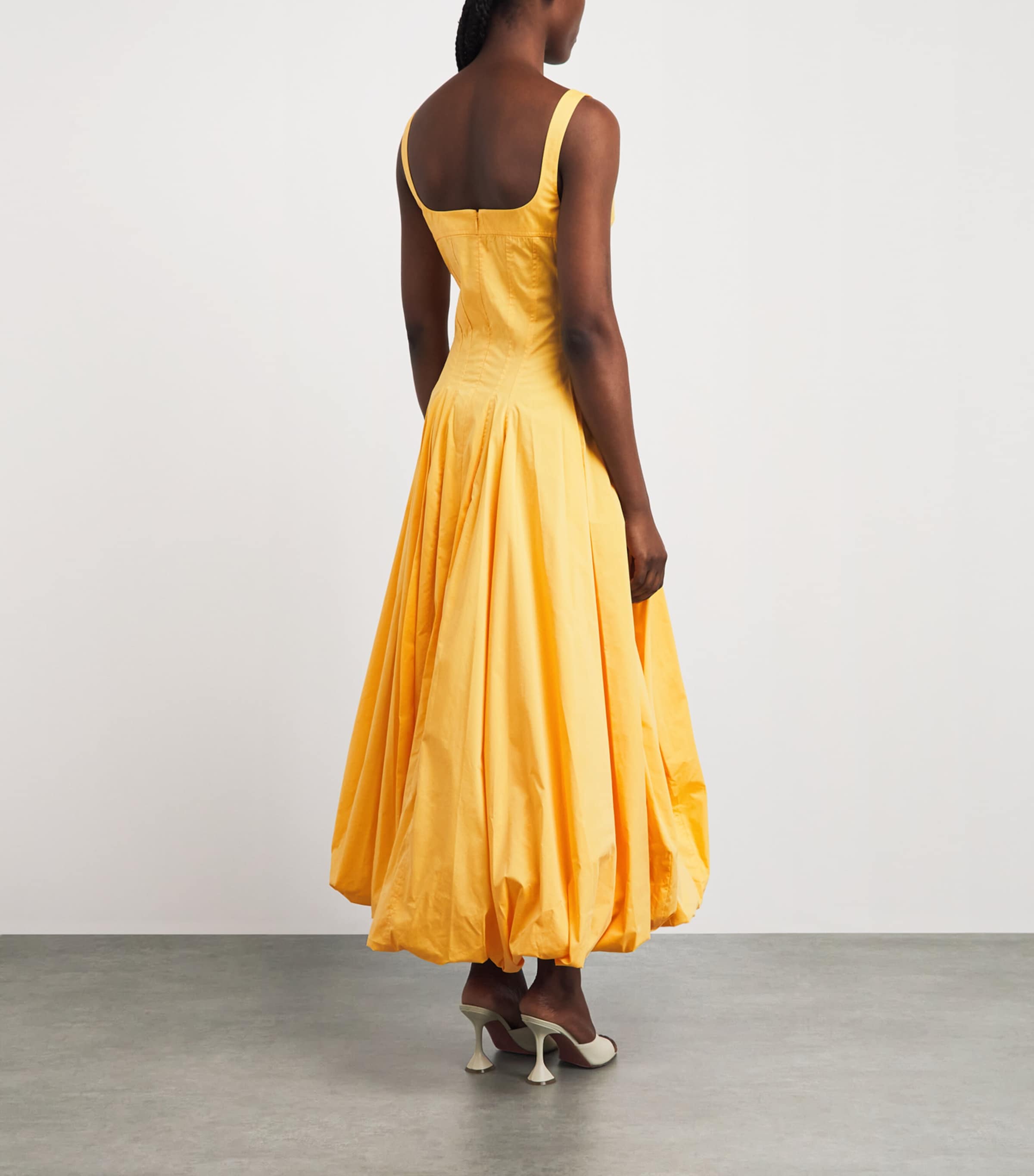 Simkhai Womens Cotton Bubble-Hem Hally Midi Dress Mango Image 4